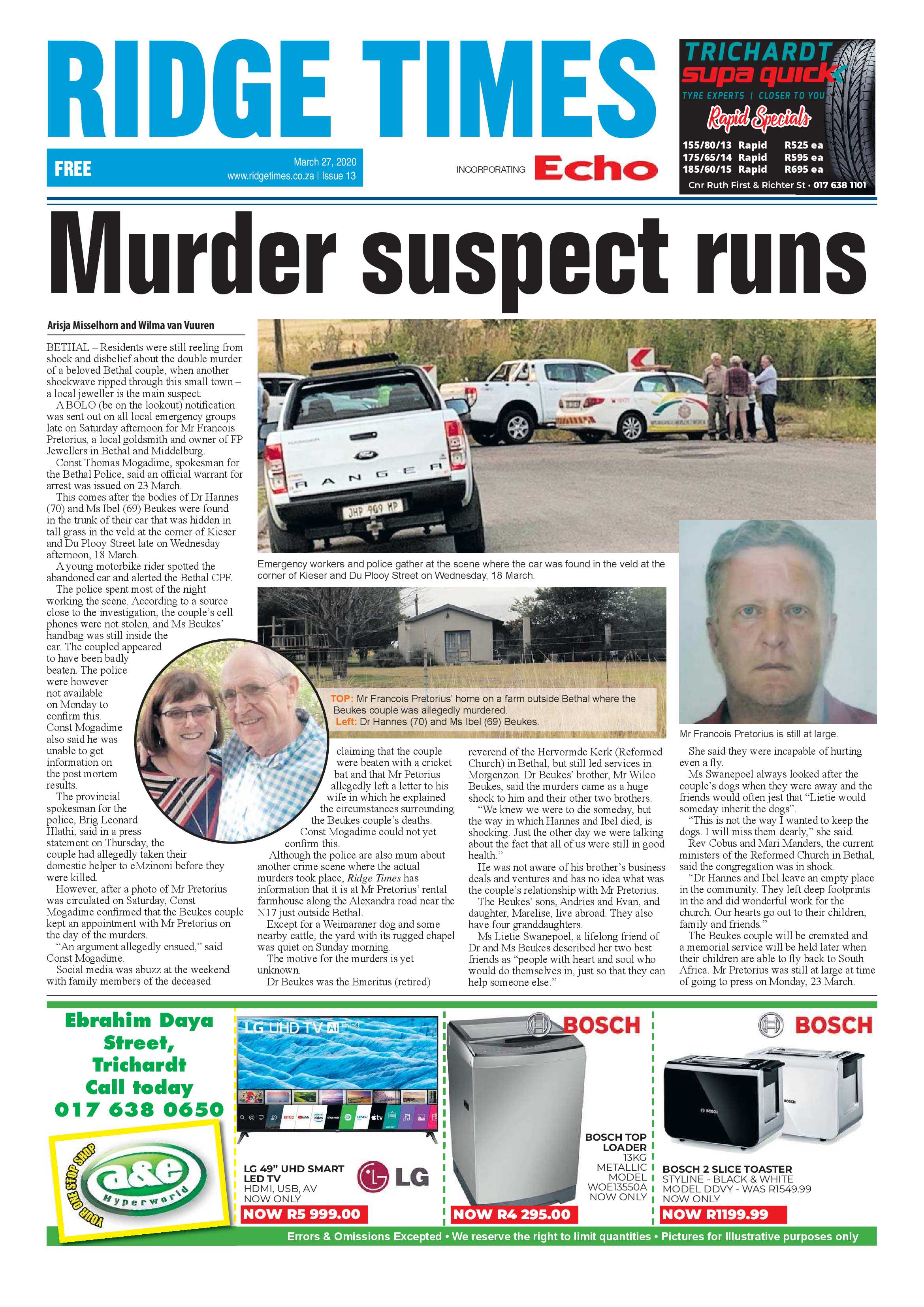Ridge Times 27 March 2020 page 1