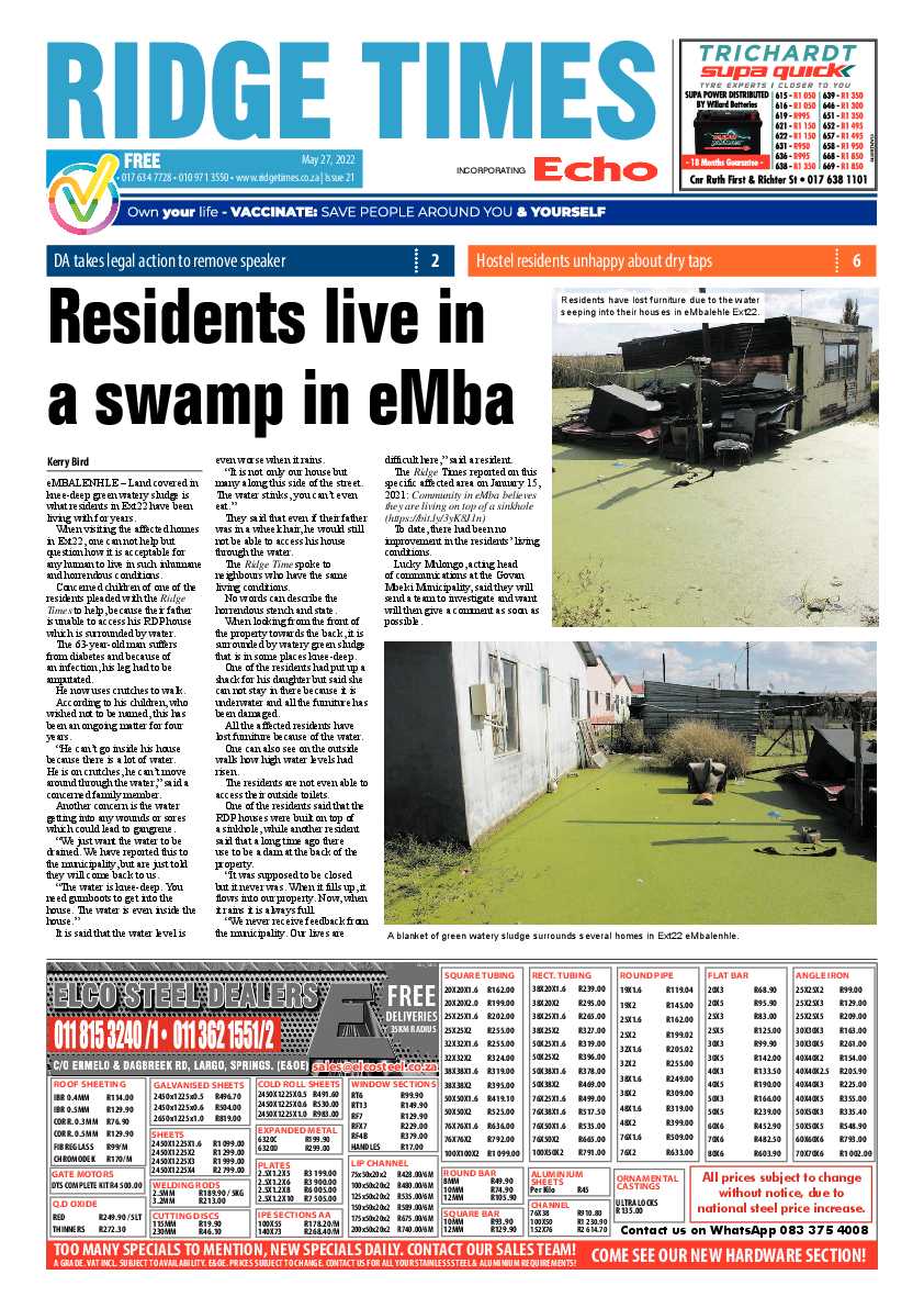 Ridge Times 27 May 2022 page 1
