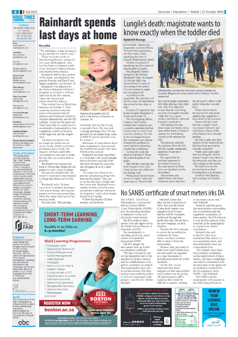 Ridge Times 27 October 2023 page 2