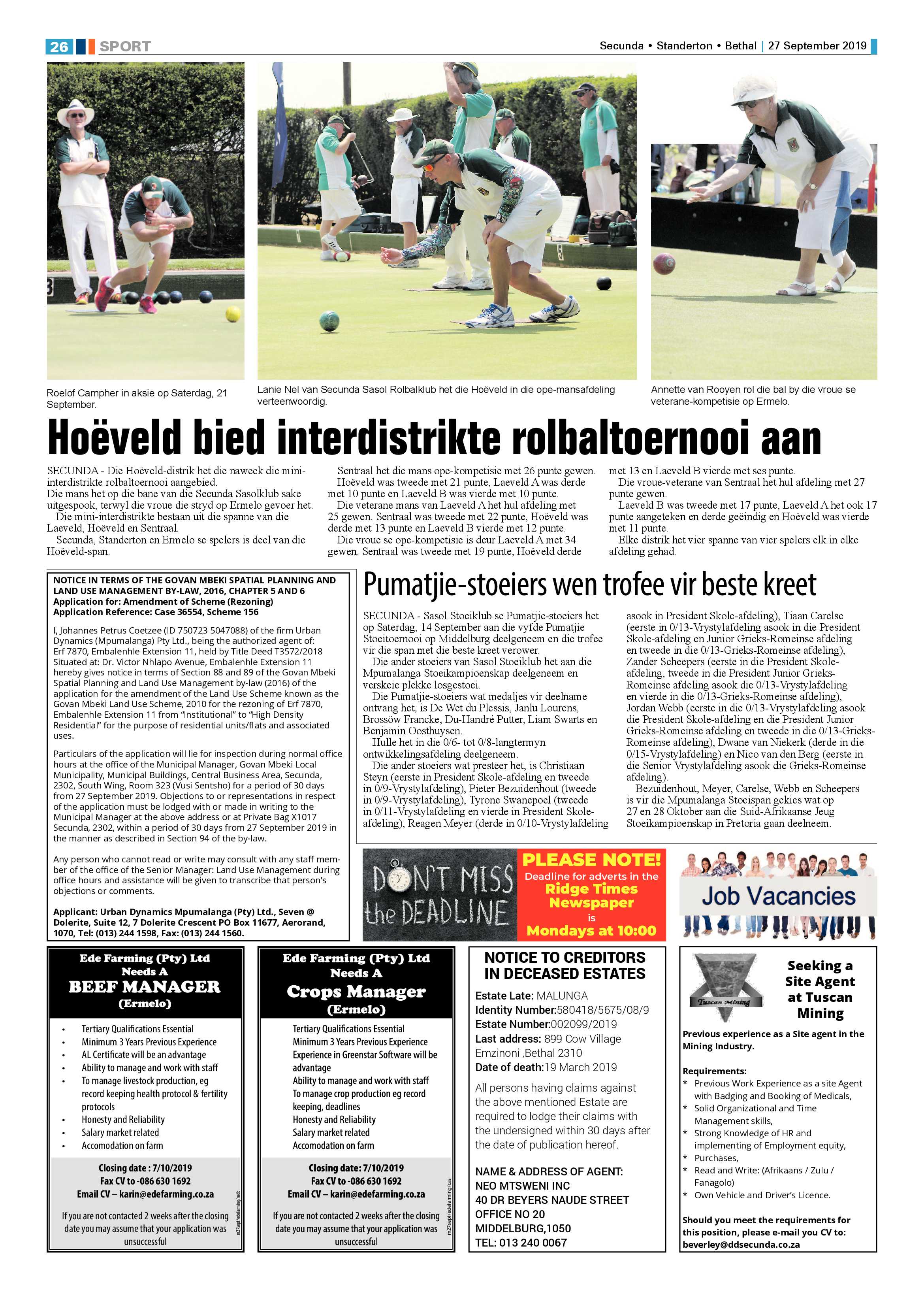 Ridge Times 27 September 2019 page 25