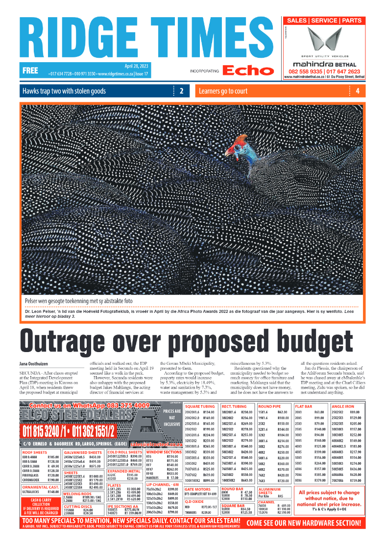 Ridge Times 28 April 2023 page 1