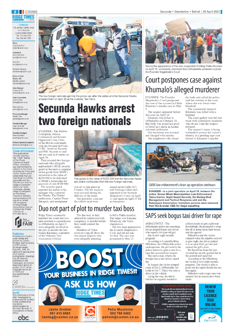 Ridge Times 28 April 2023 page 2