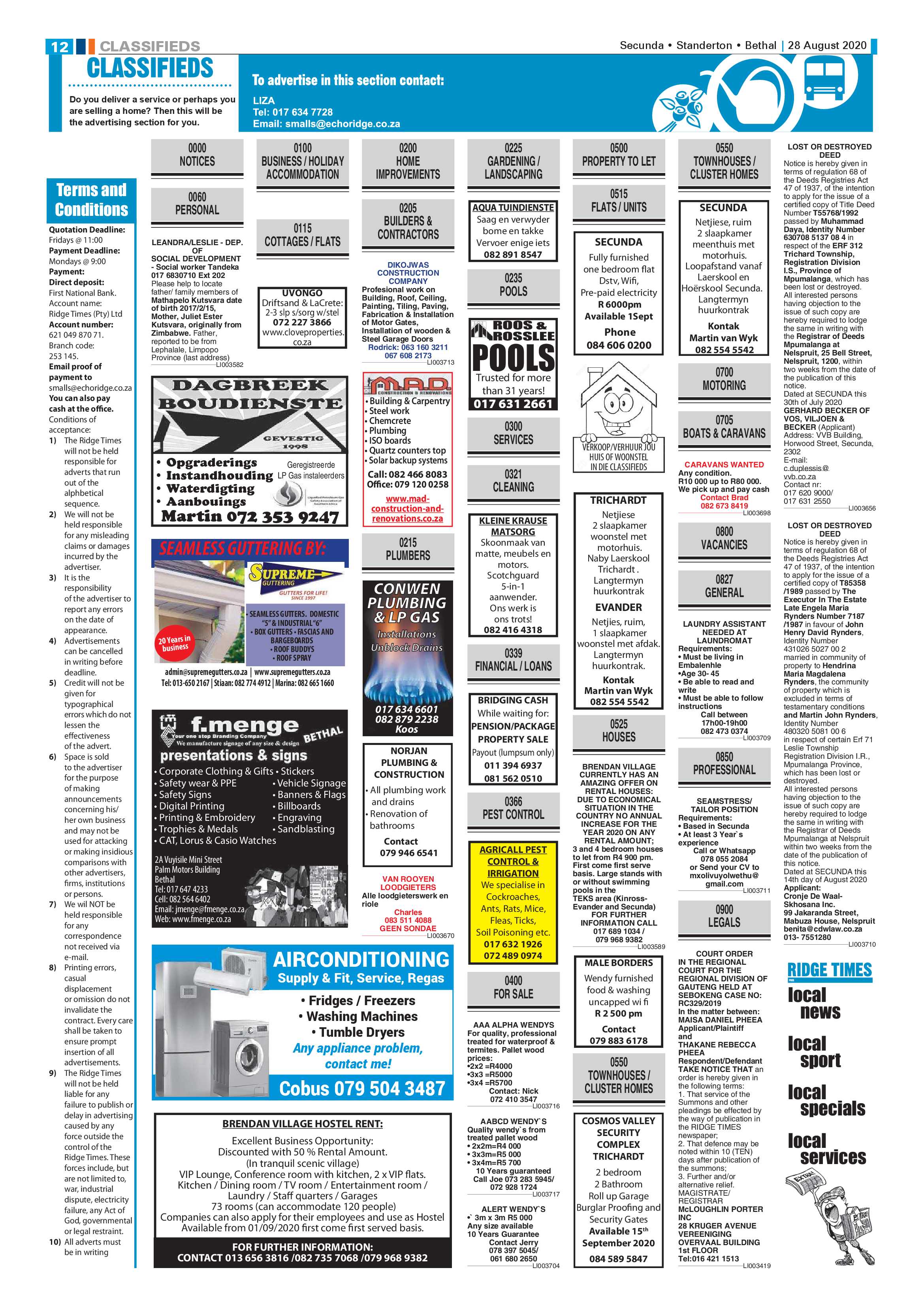 Ridge Times 28 August 2020 page 12