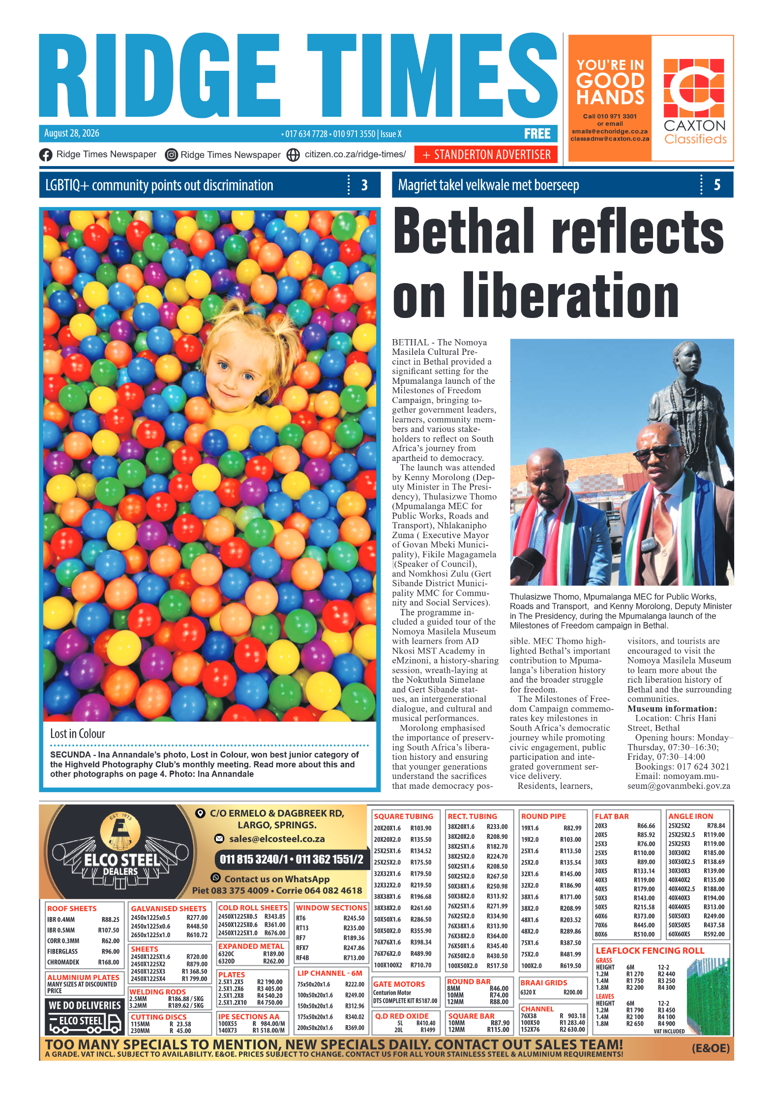 Ridge Times 28 August 2026 page 1