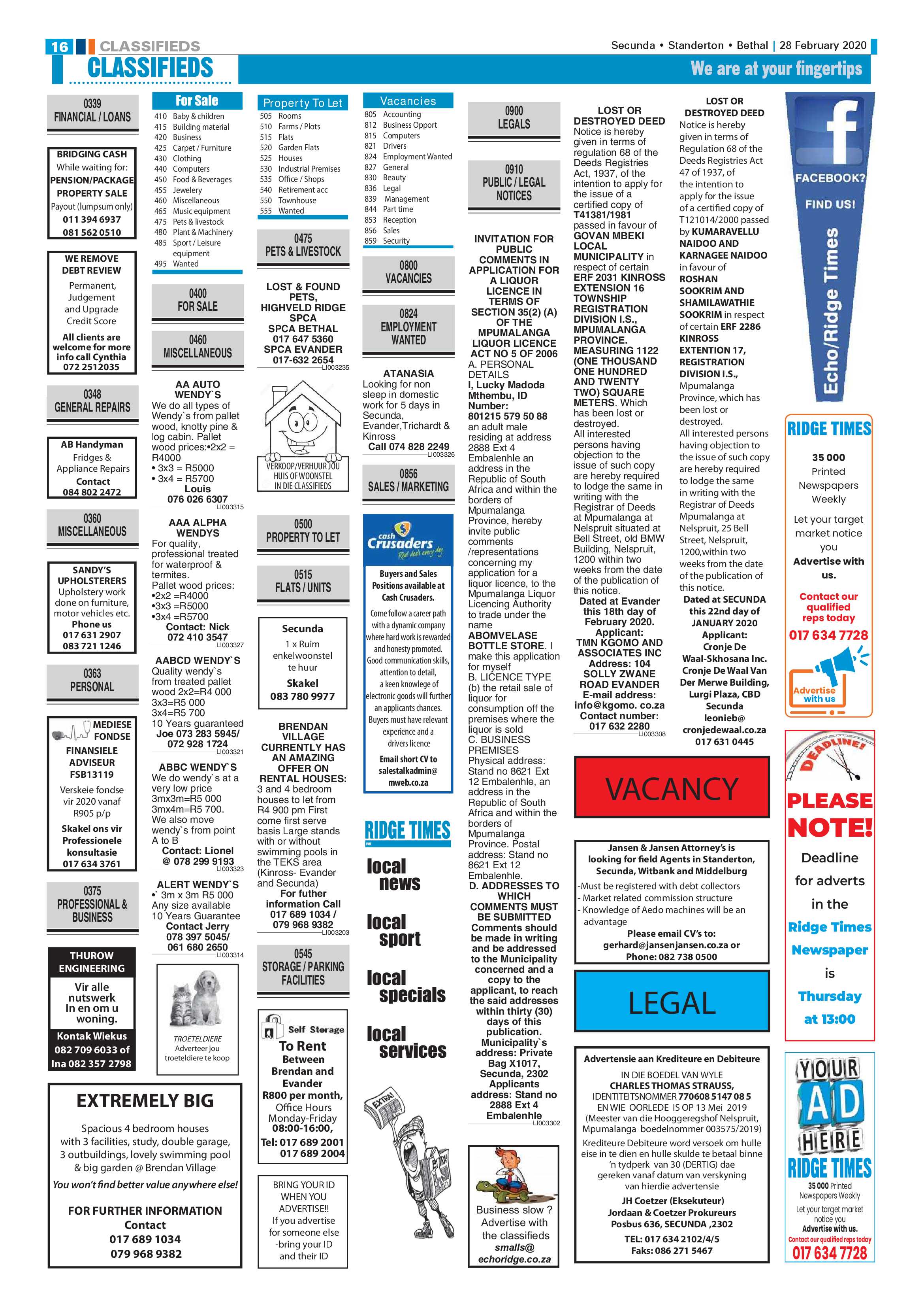 Ridge Times 28 February 2020 page 16