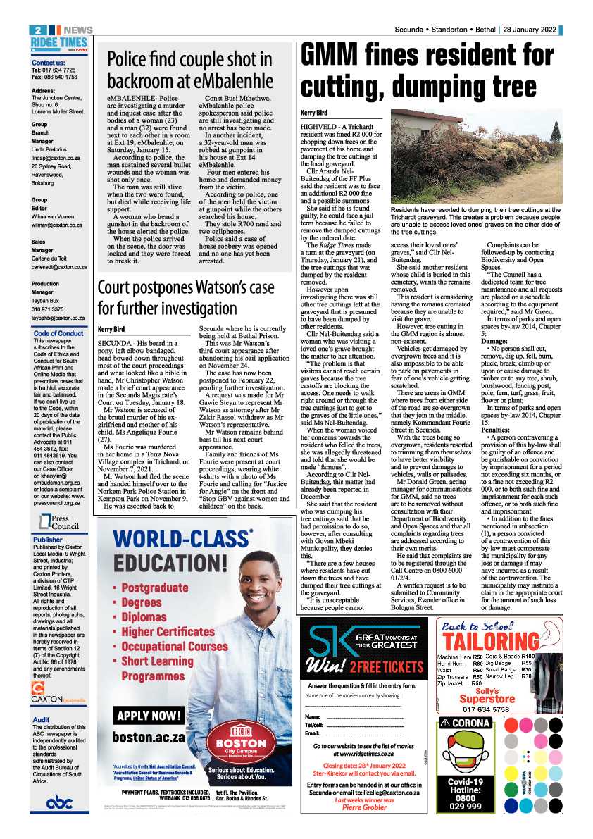 Ridge Times 28 January 2022 page 2