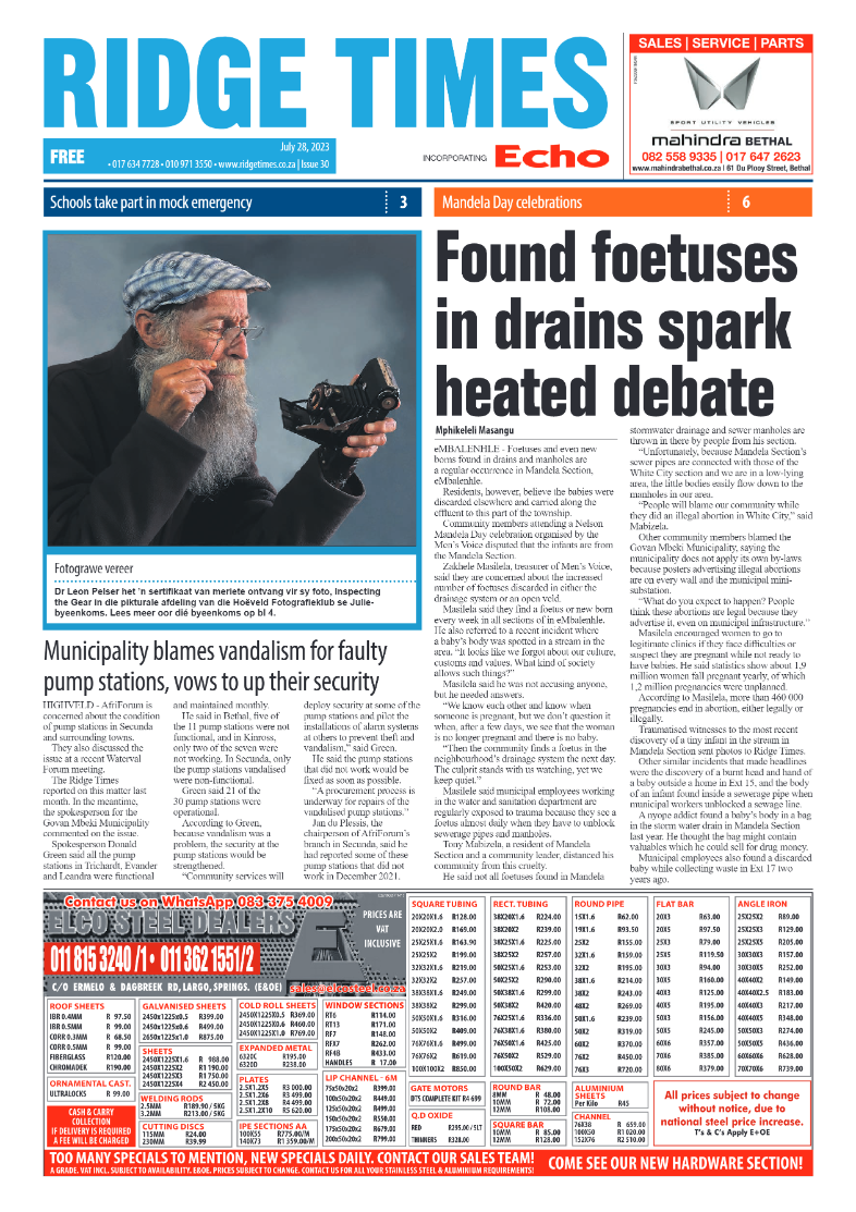 Ridge Times 28 July 2023 page 1