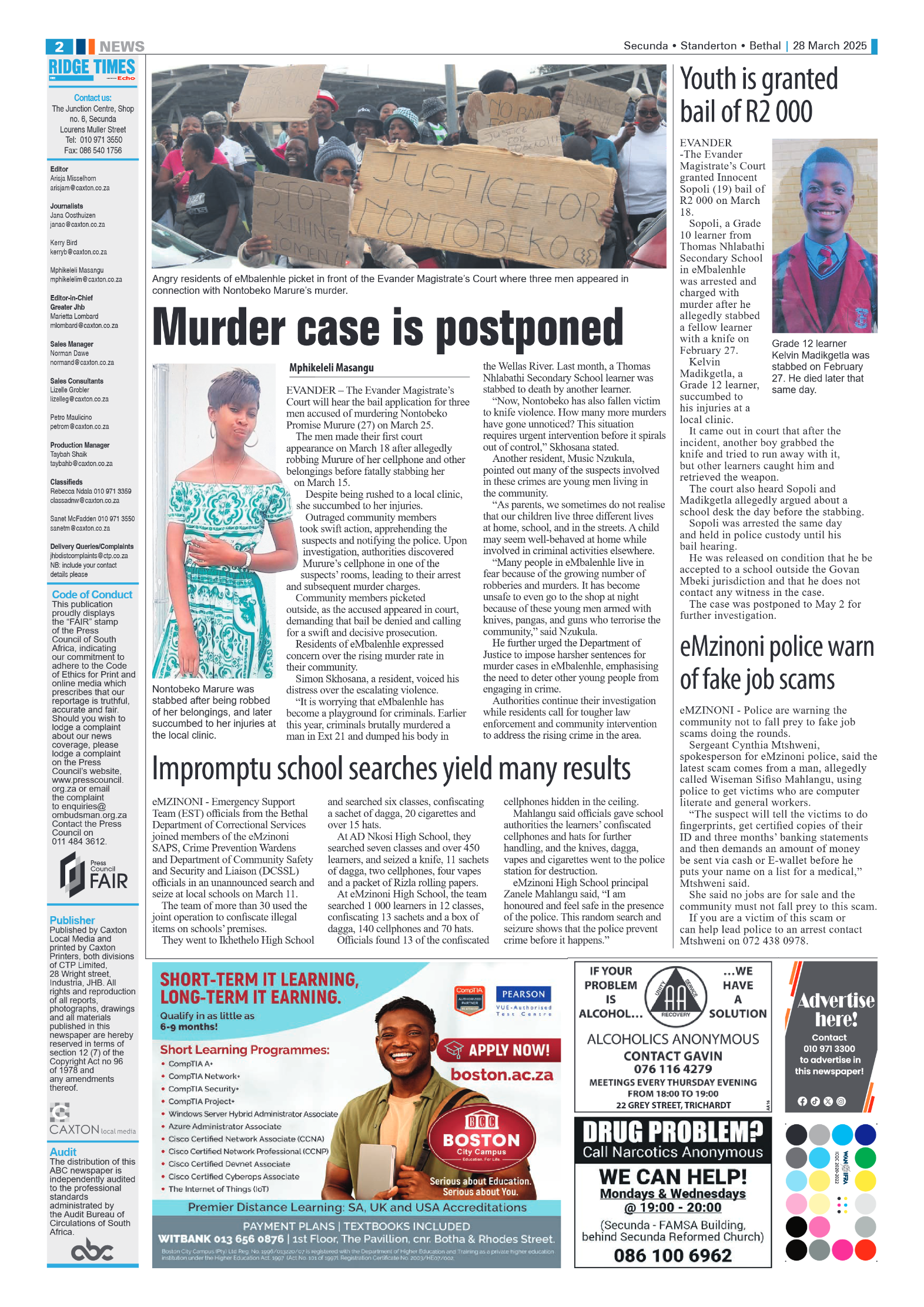 Ridge Times 28 March 2025 page 2