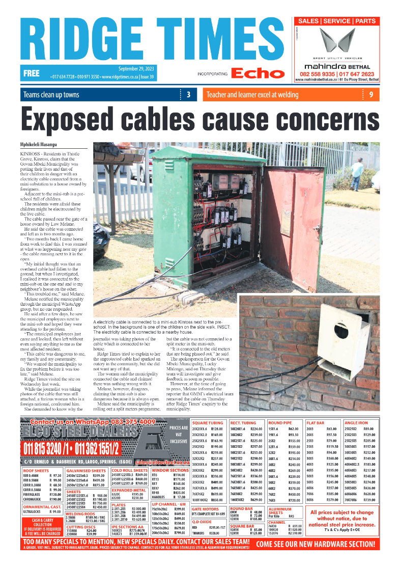 Ridge Times 29 September 2023 page 1