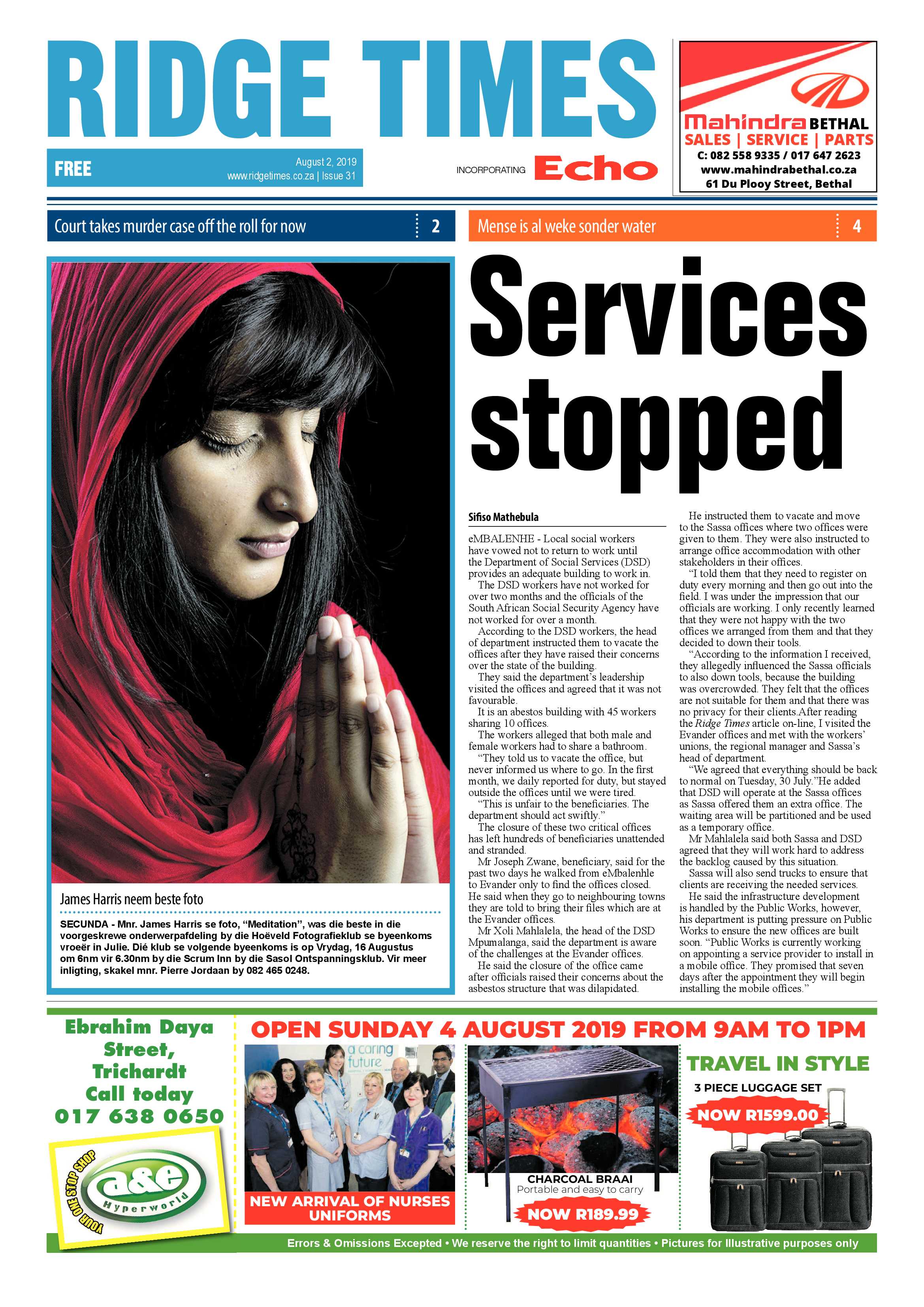 Ridge Times 2 August 2019 page 1