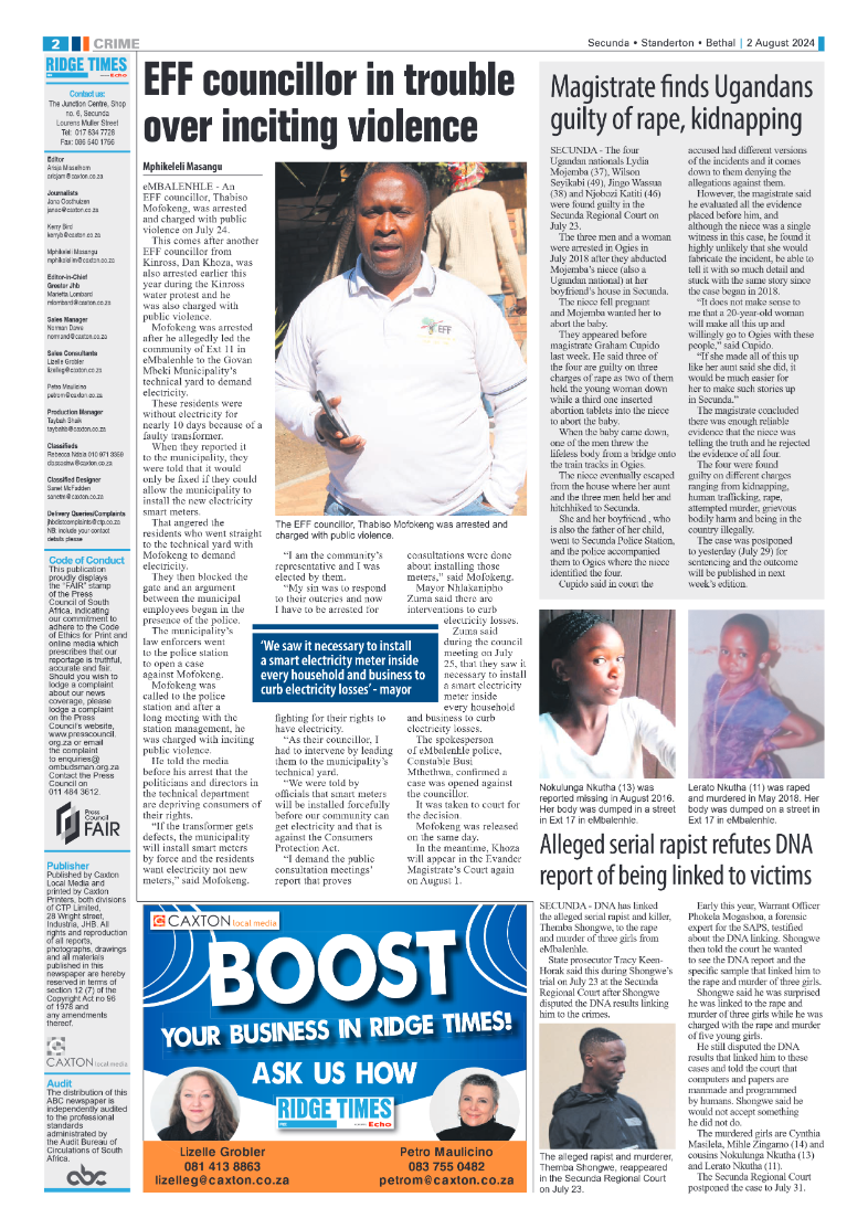 Ridge Times 2 August 2024 page 2