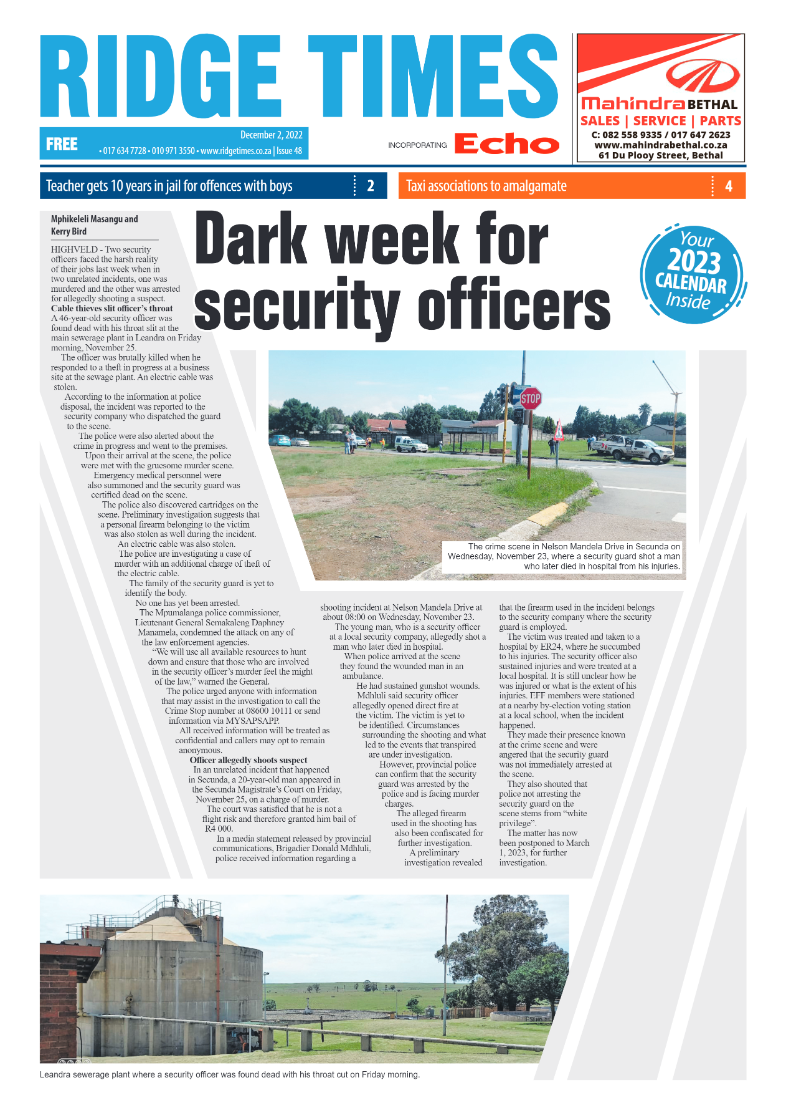 Ridge Times 2 Dec 2022 page 1