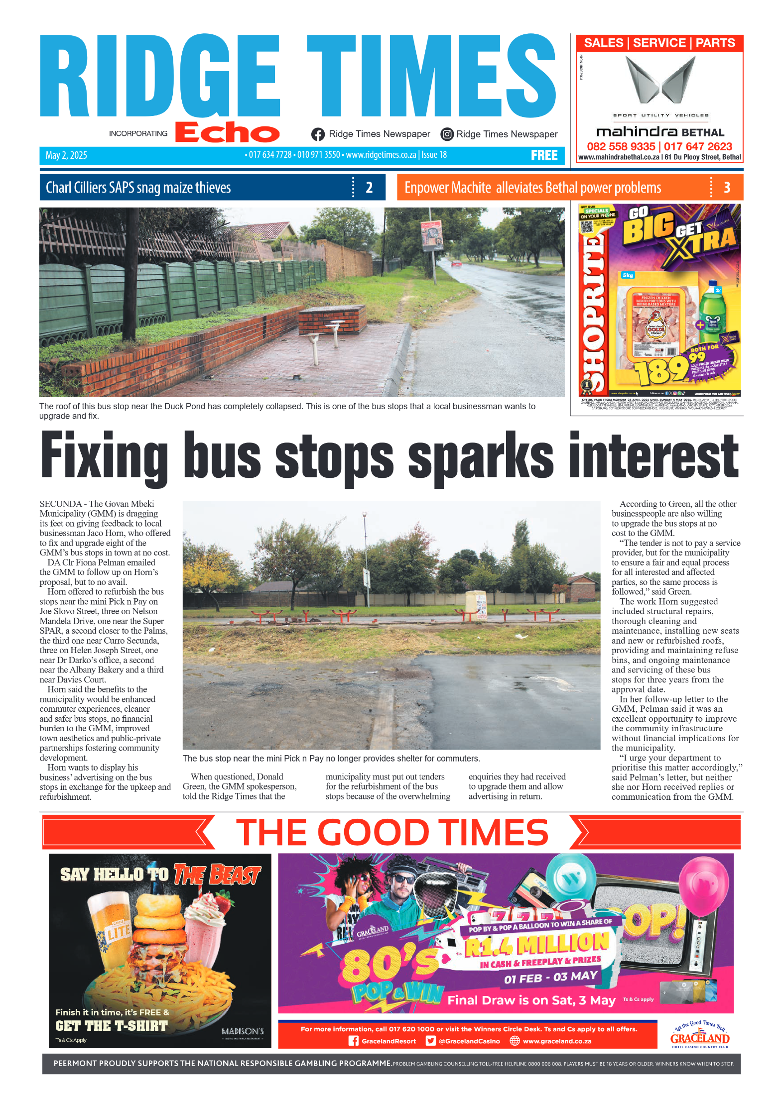Ridge Times 2 May 2025 page 1