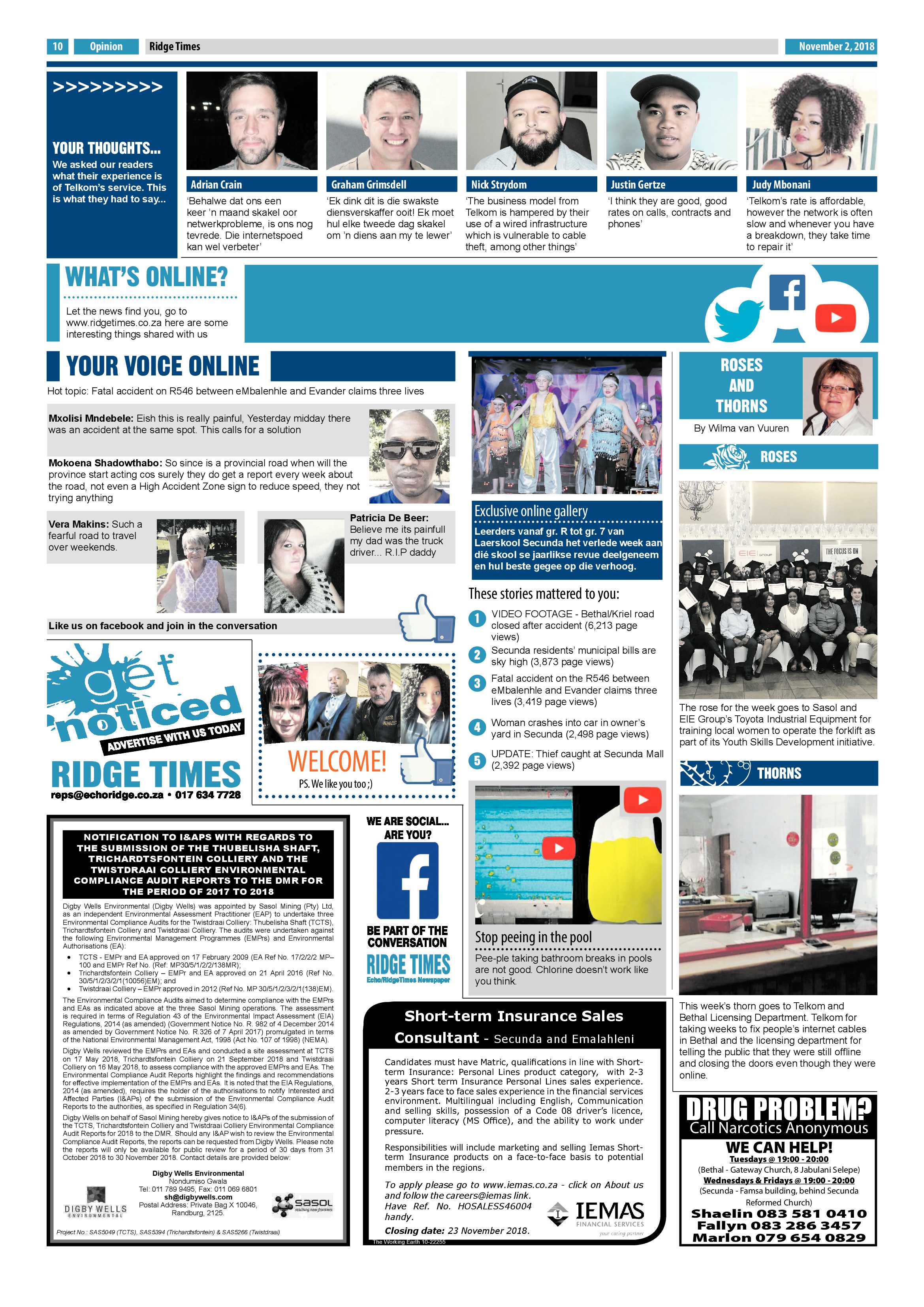 Ridge Times 2 November 2018 page 10