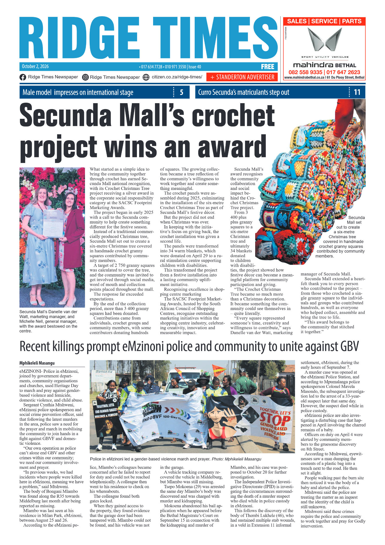 Ridge Times 2 October 2026 page 1