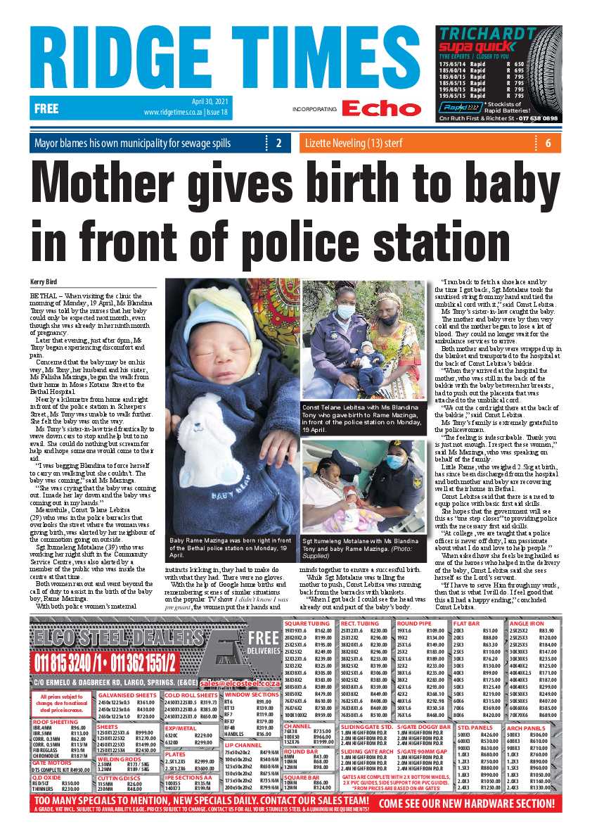 Ridge Times 30 April 2021 page 1