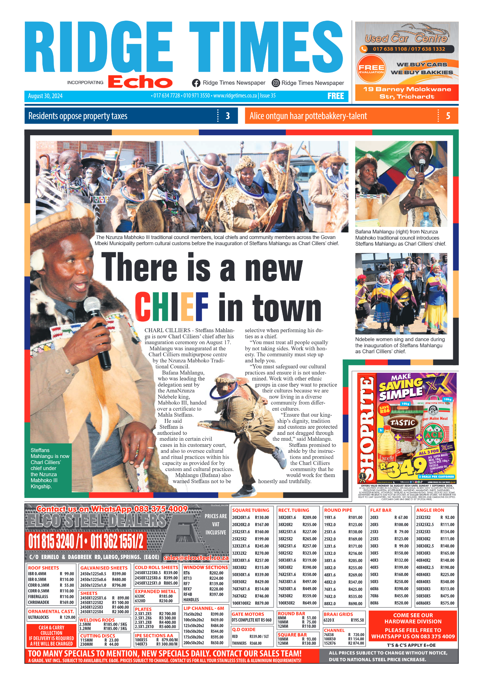 Ridge Times 30 August 2024 page 1