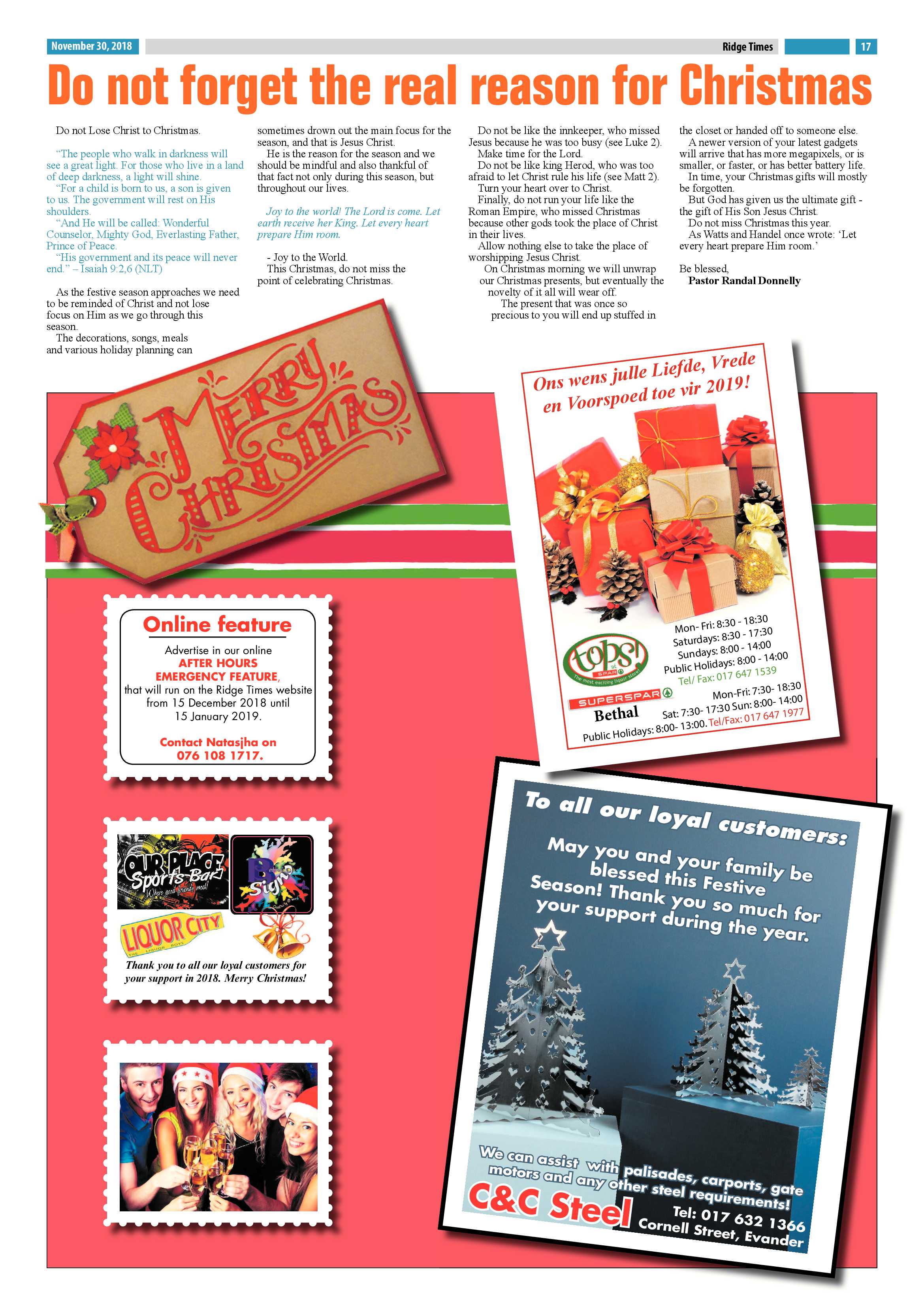 Ridge Times 30 November 2018 page 19