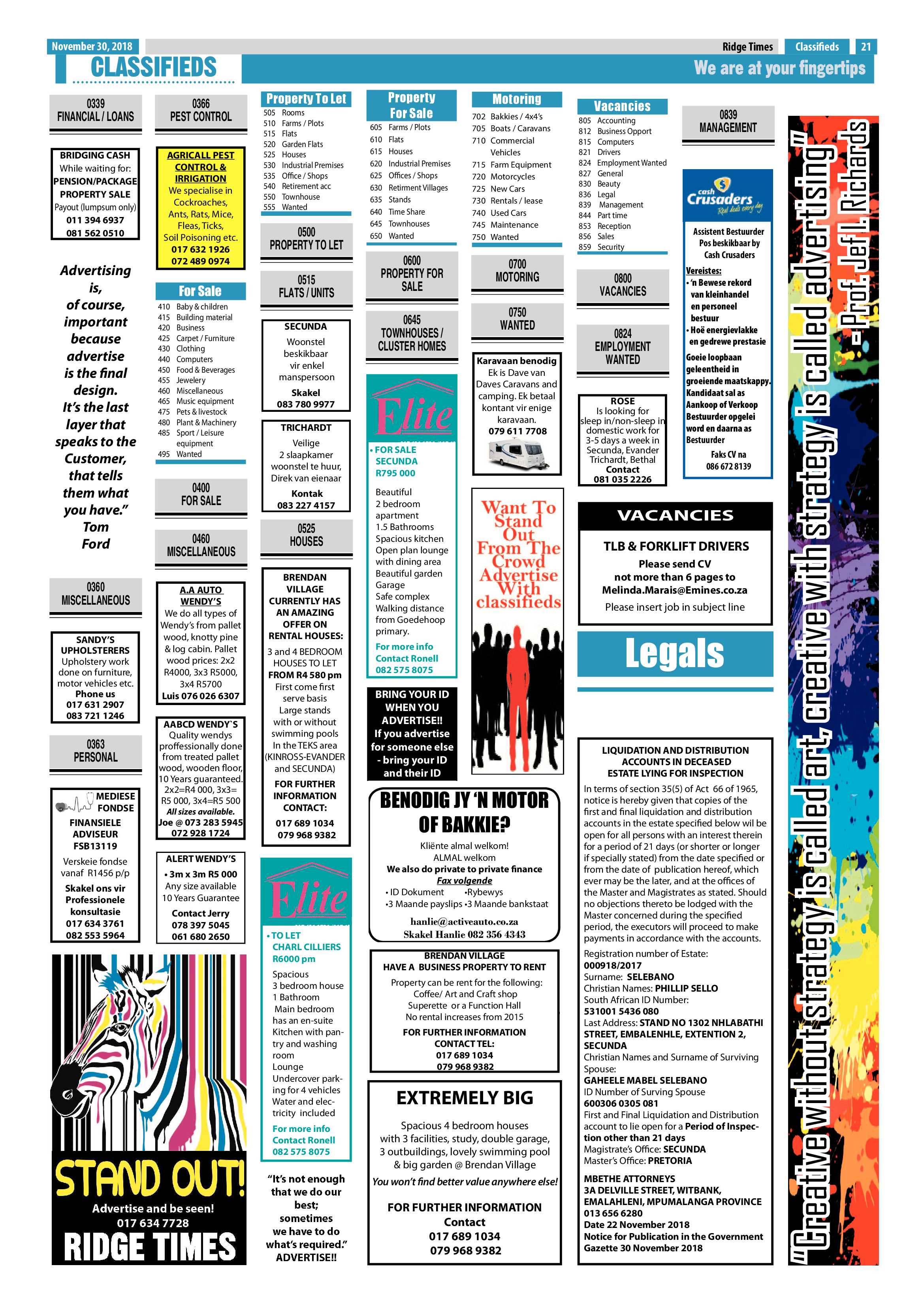 Ridge Times 30 November 2018 page 23
