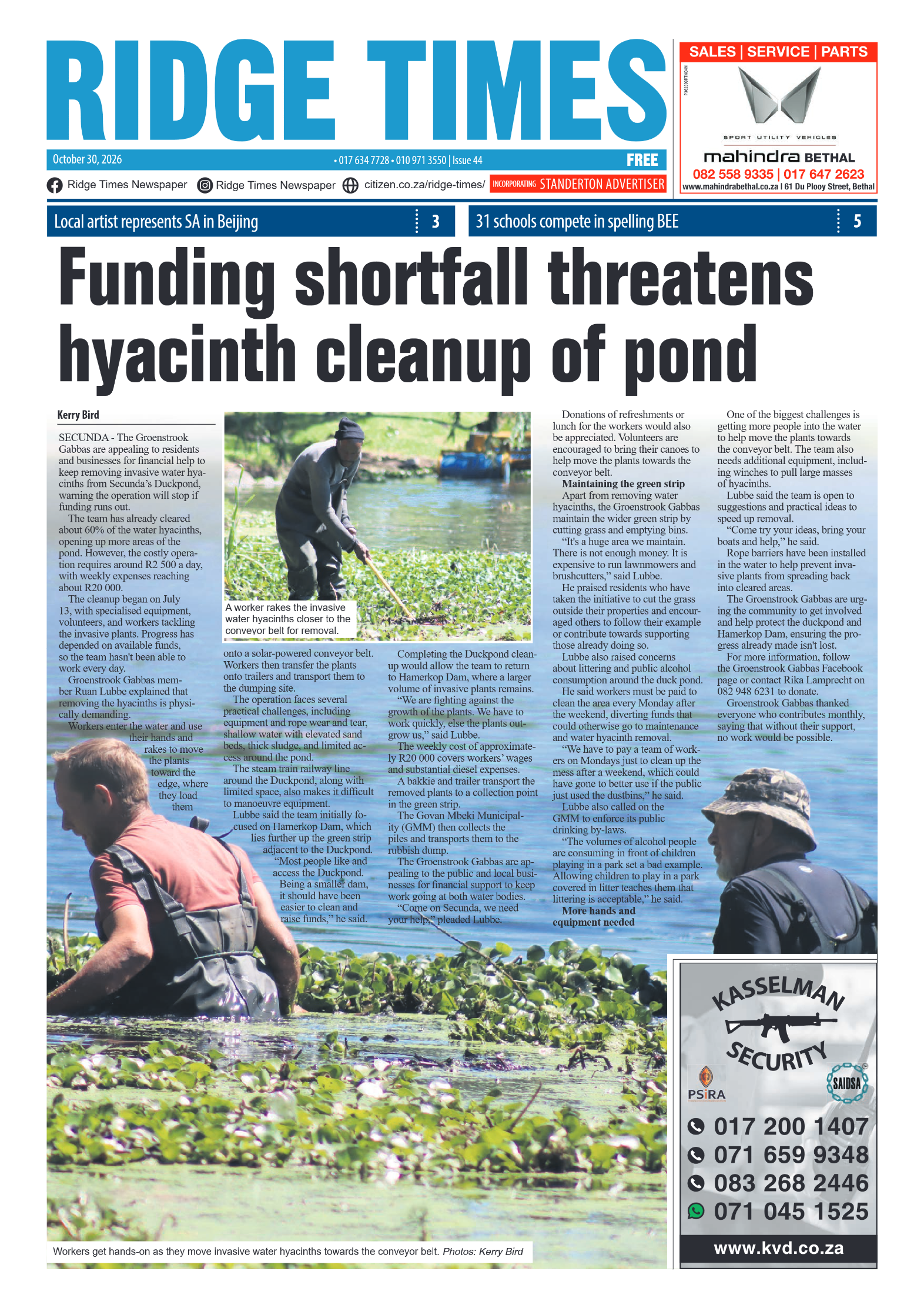 Ridge Times 30 October 2026 page 1