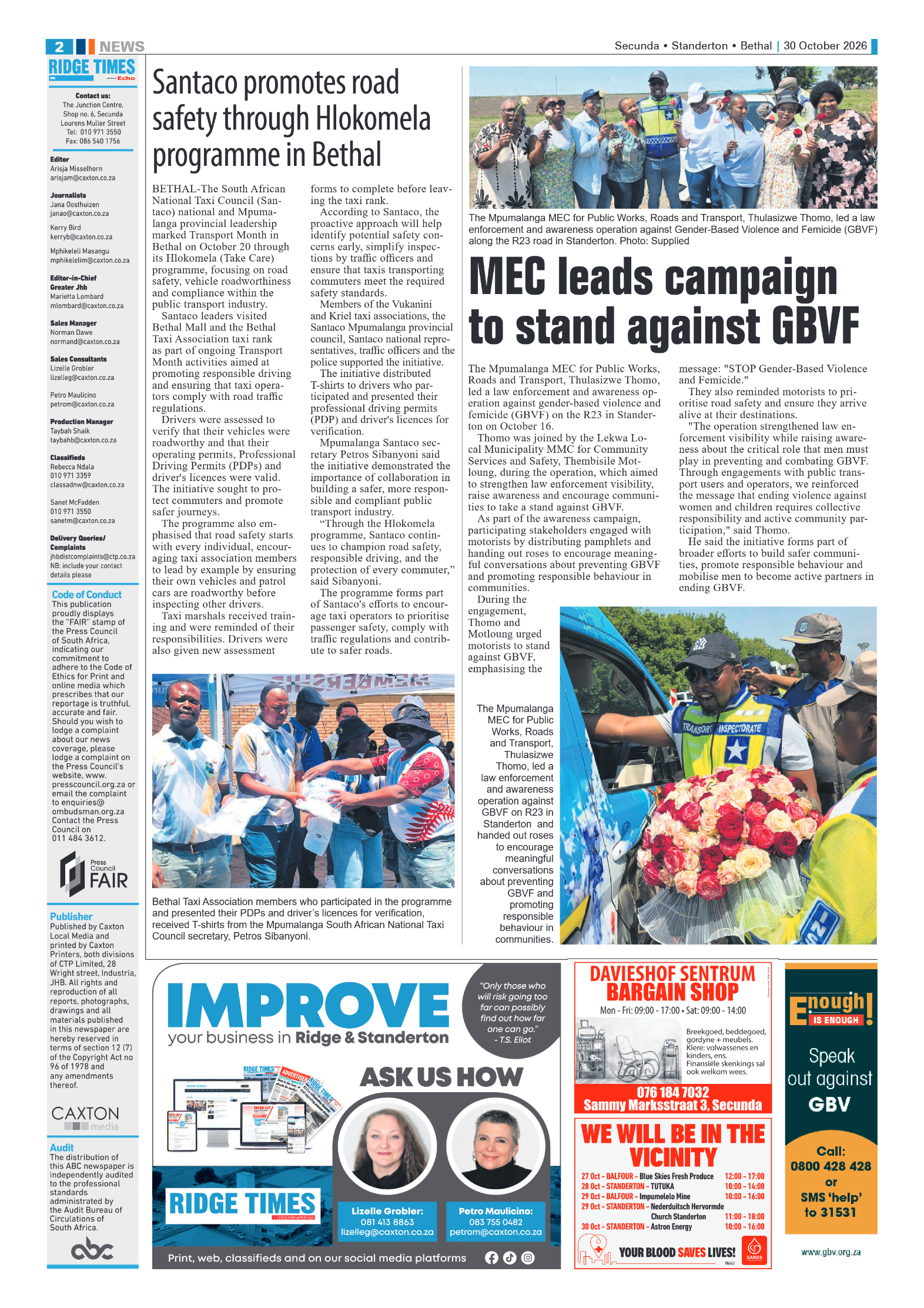 Ridge Times 30 October 2026 page 2