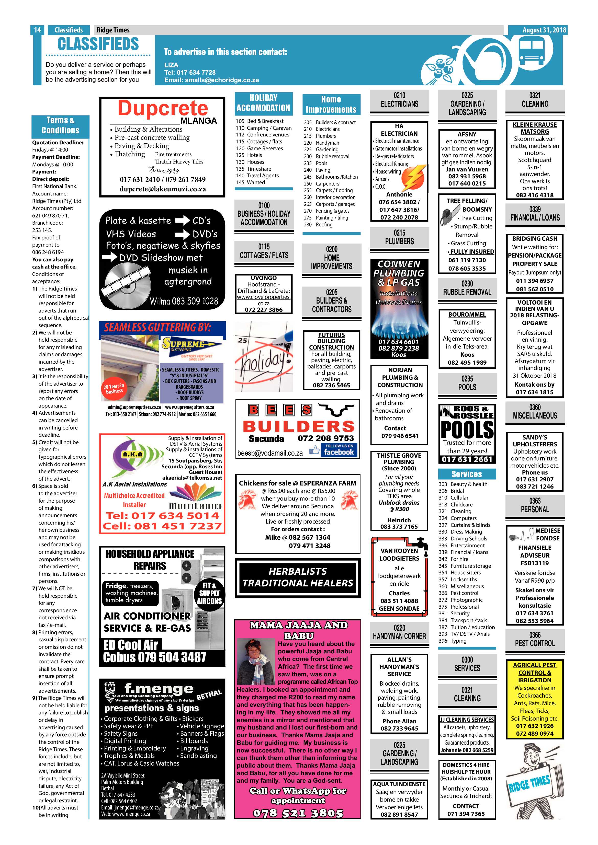 Ridge Times 31 August 2018 page 14