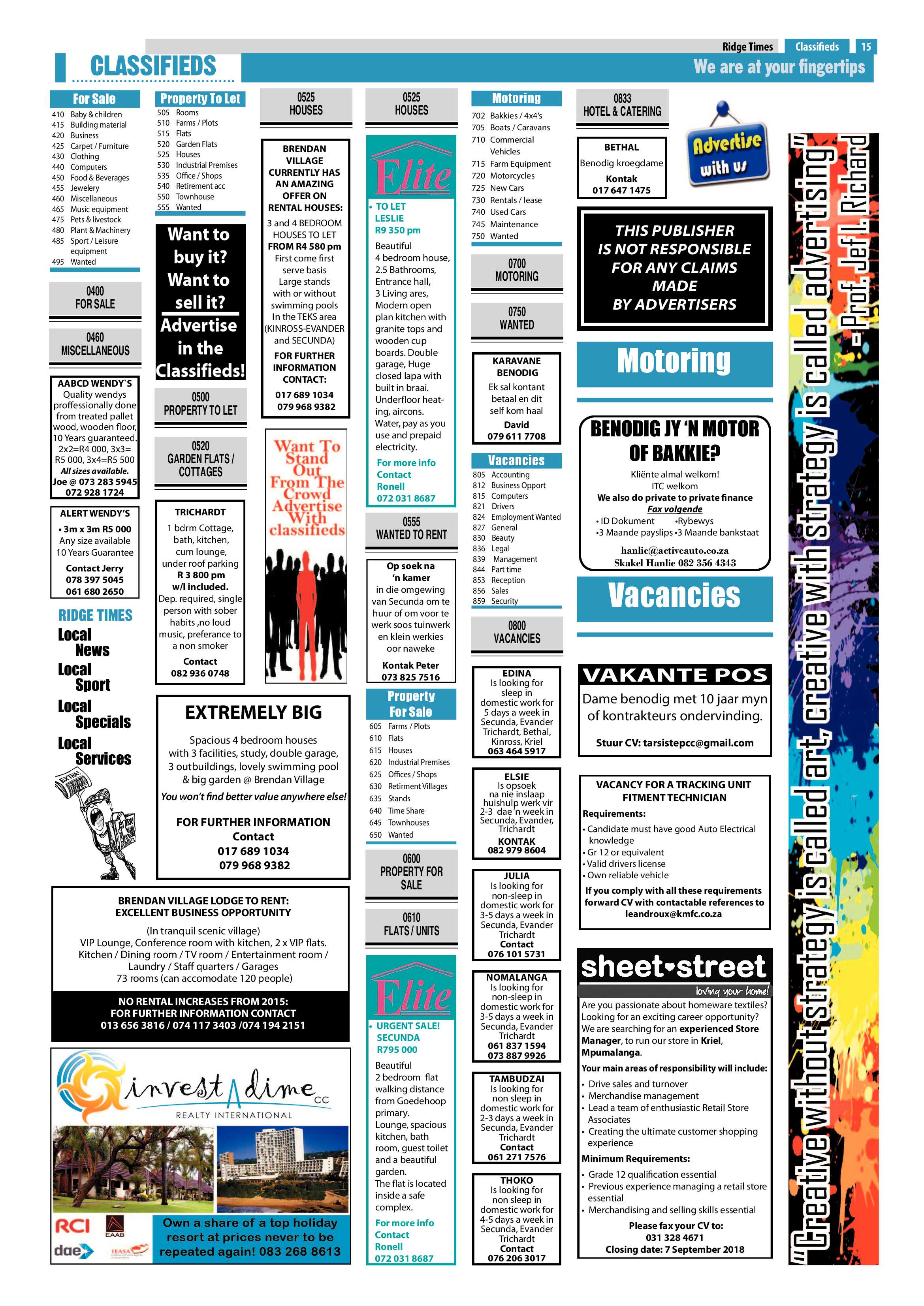 Ridge Times 31 August 2018 page 15