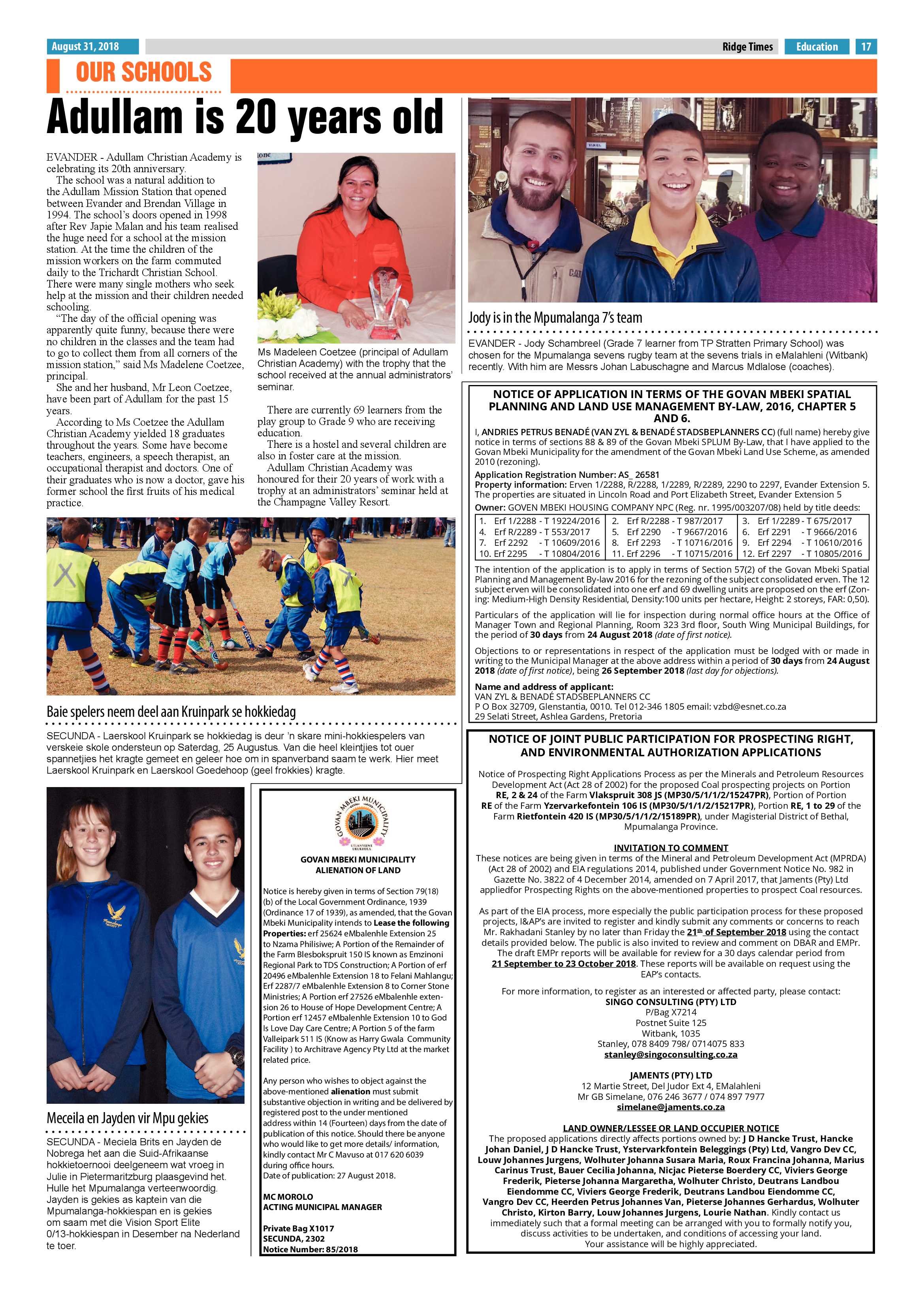 Ridge Times 31 August 2018 page 17
