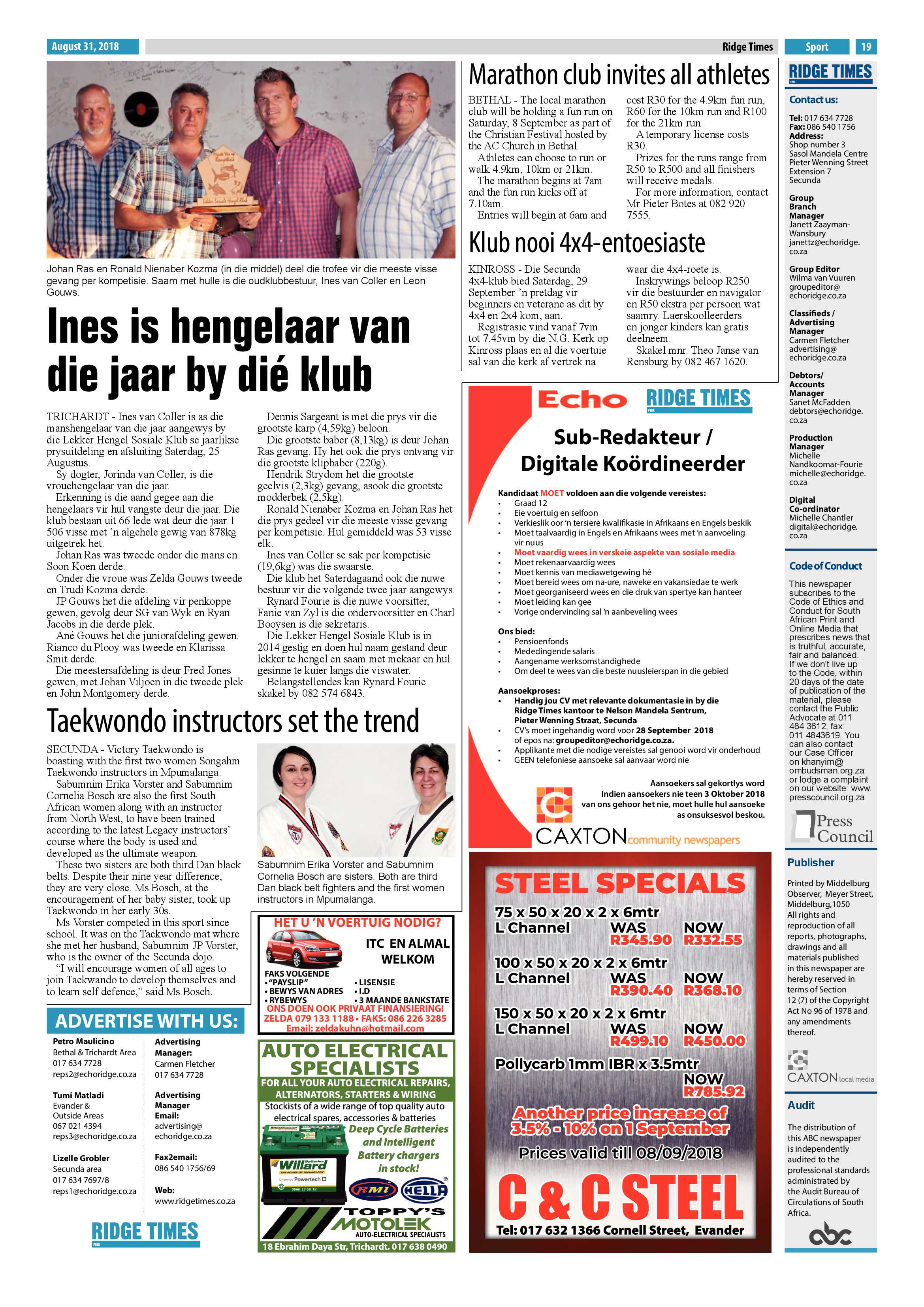 Ridge Times 31 August 2018 page 19