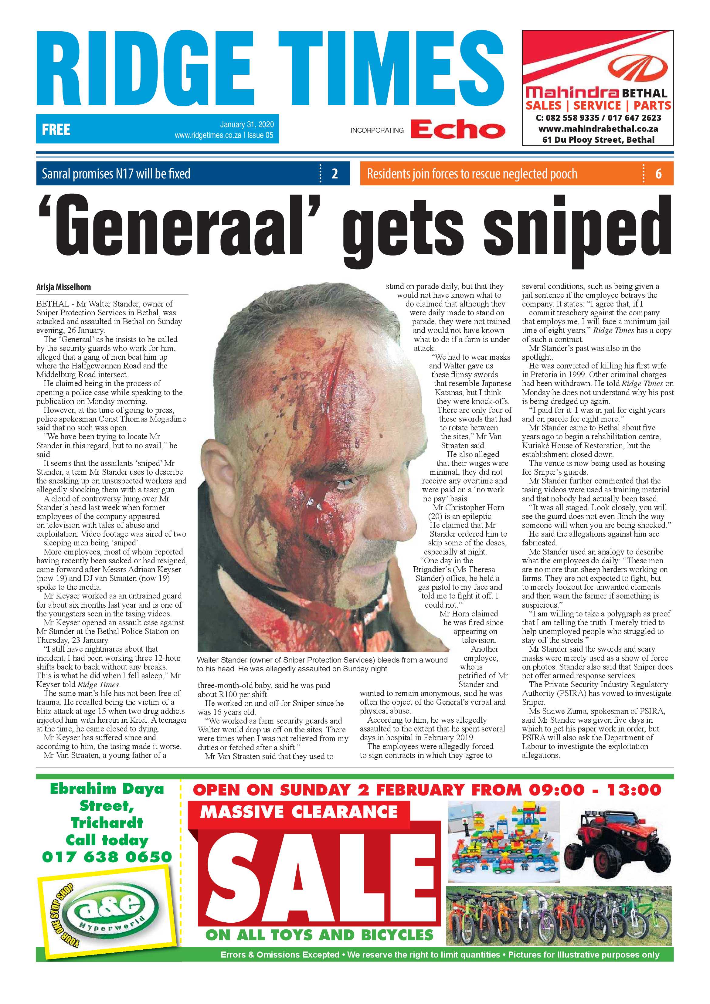 Ridge Times 31 January 2020 page 1