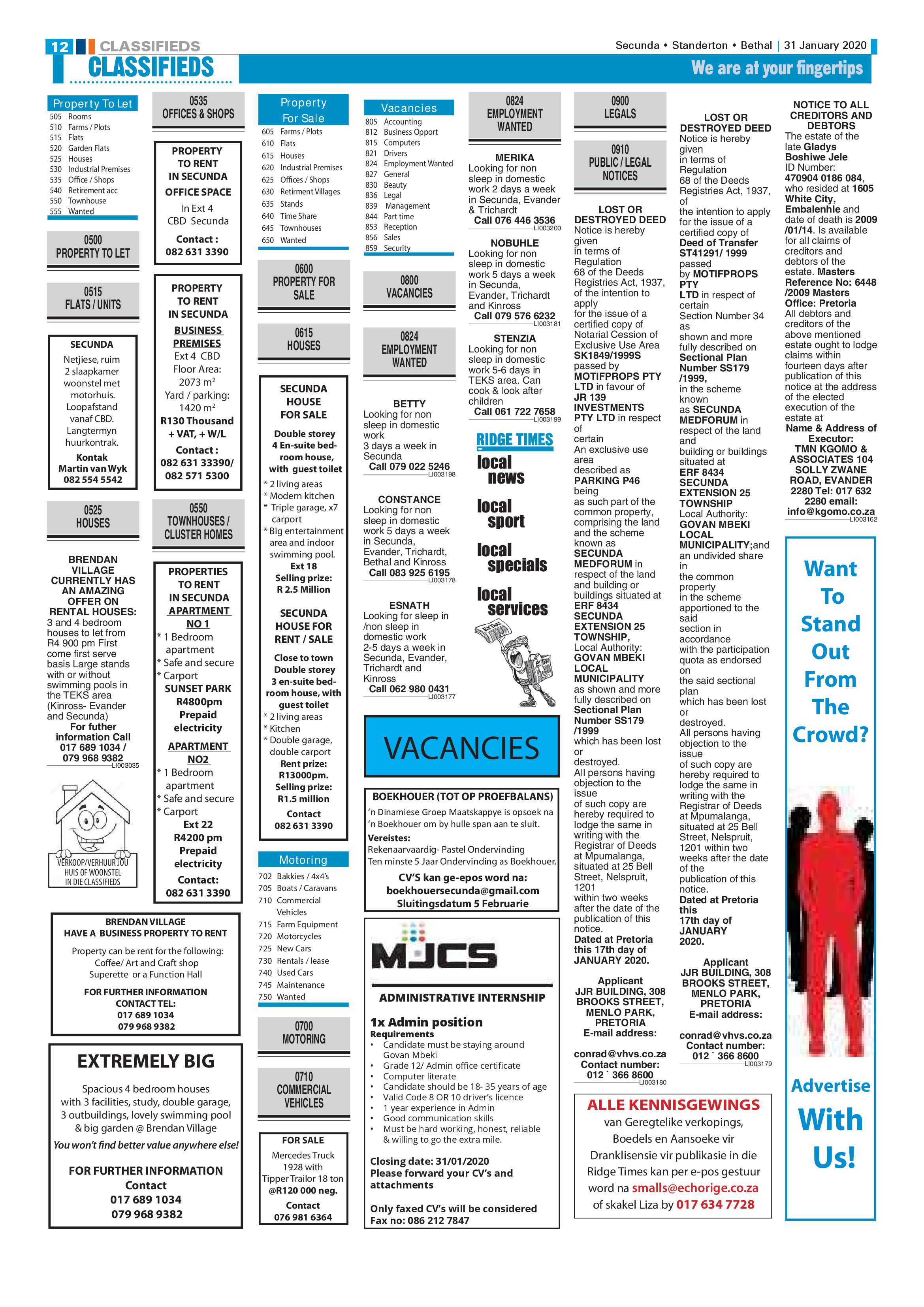 Ridge Times 31 January 2020 page 12