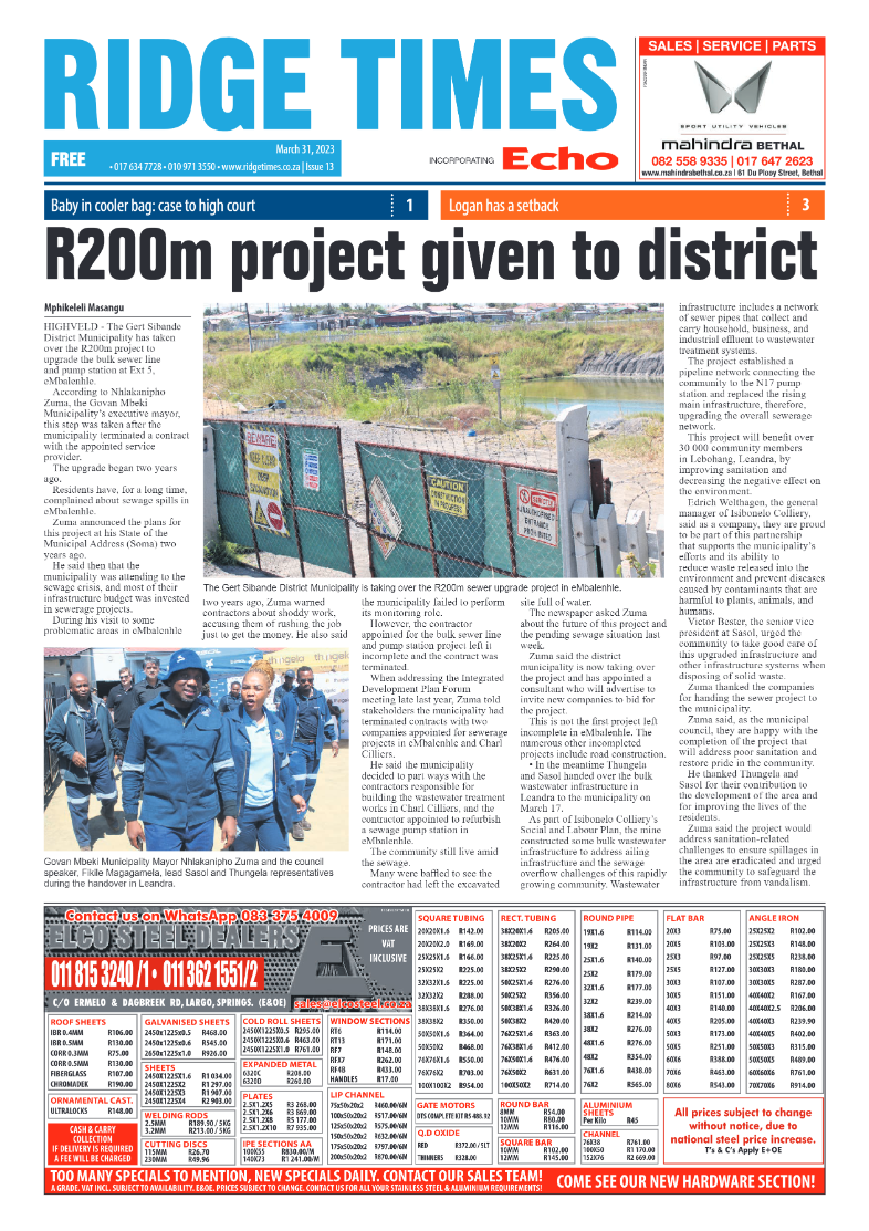 Ridge Times 31 March 2023 page 1
