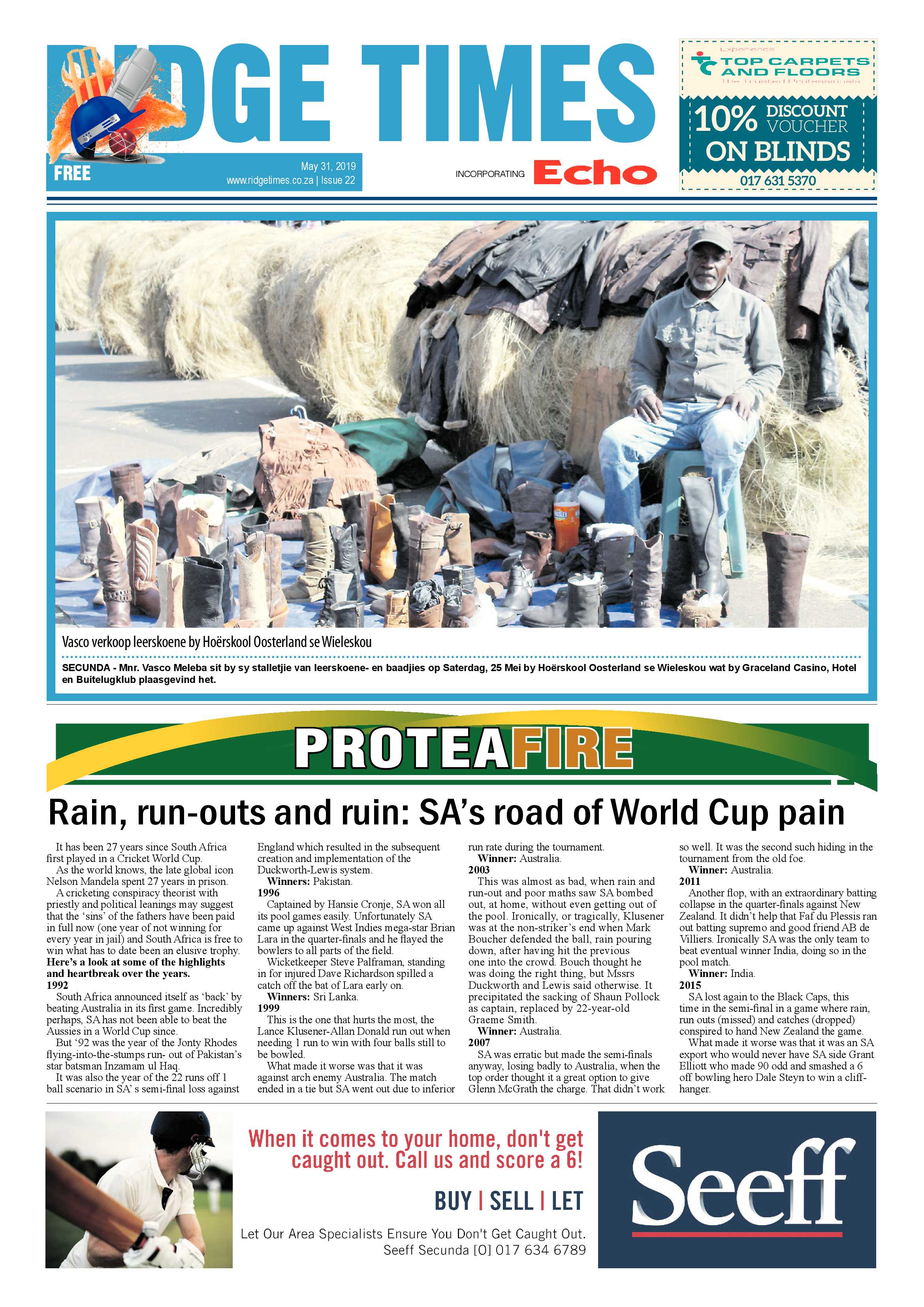 Ridge Times 31 May 2019 page 1