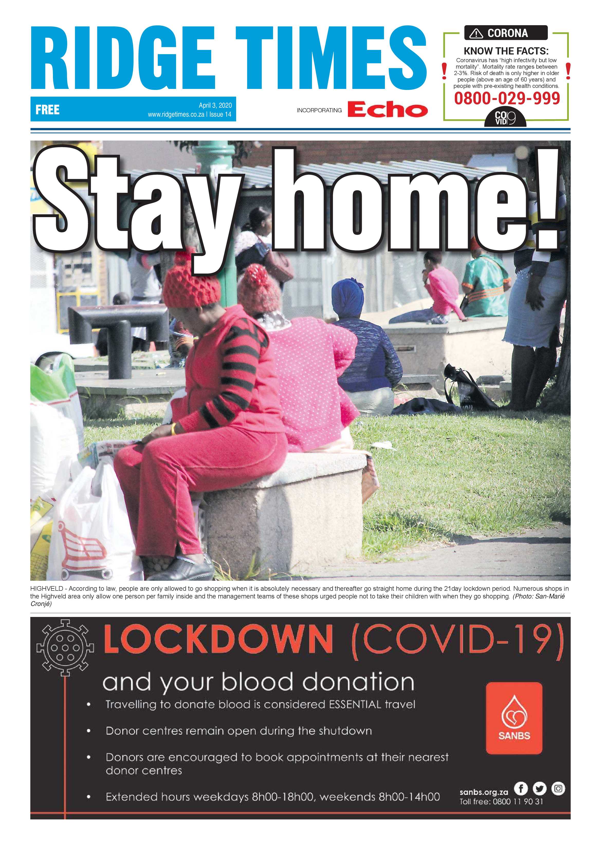 Ridge Times 3 April 2020 page 1