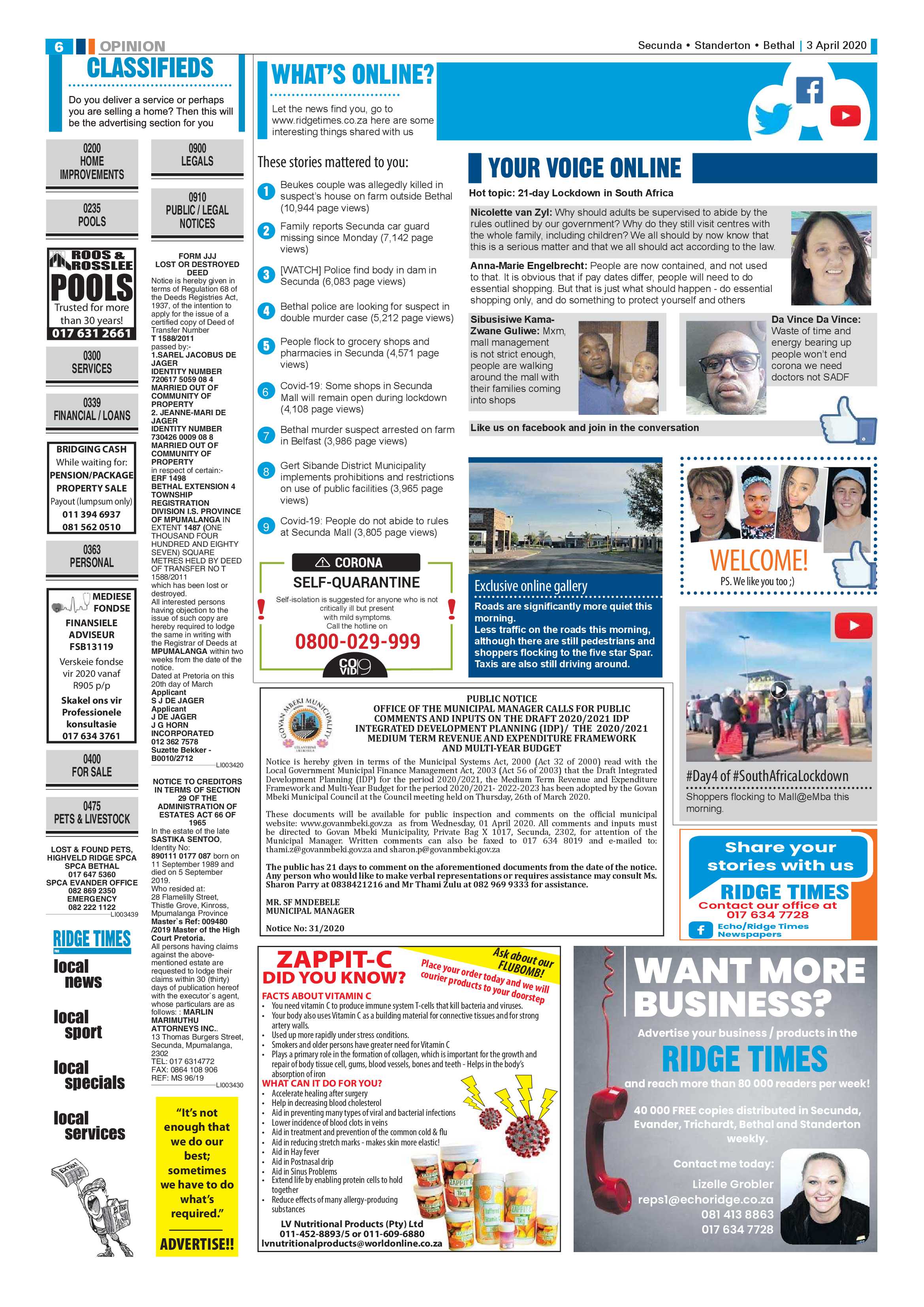 Ridge Times 3 April 2020 page 6
