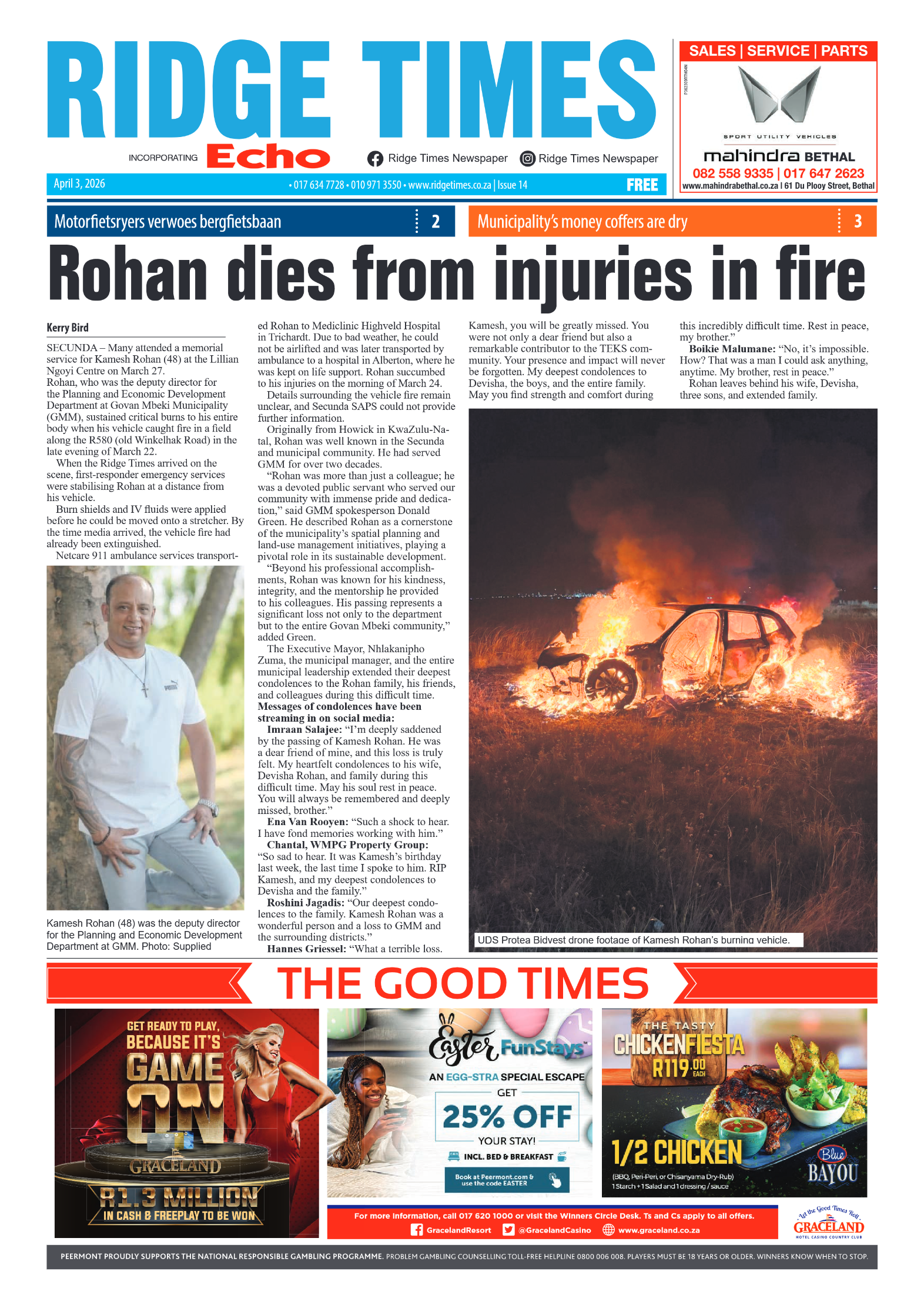 Ridge Times 3 April 2026 page 1