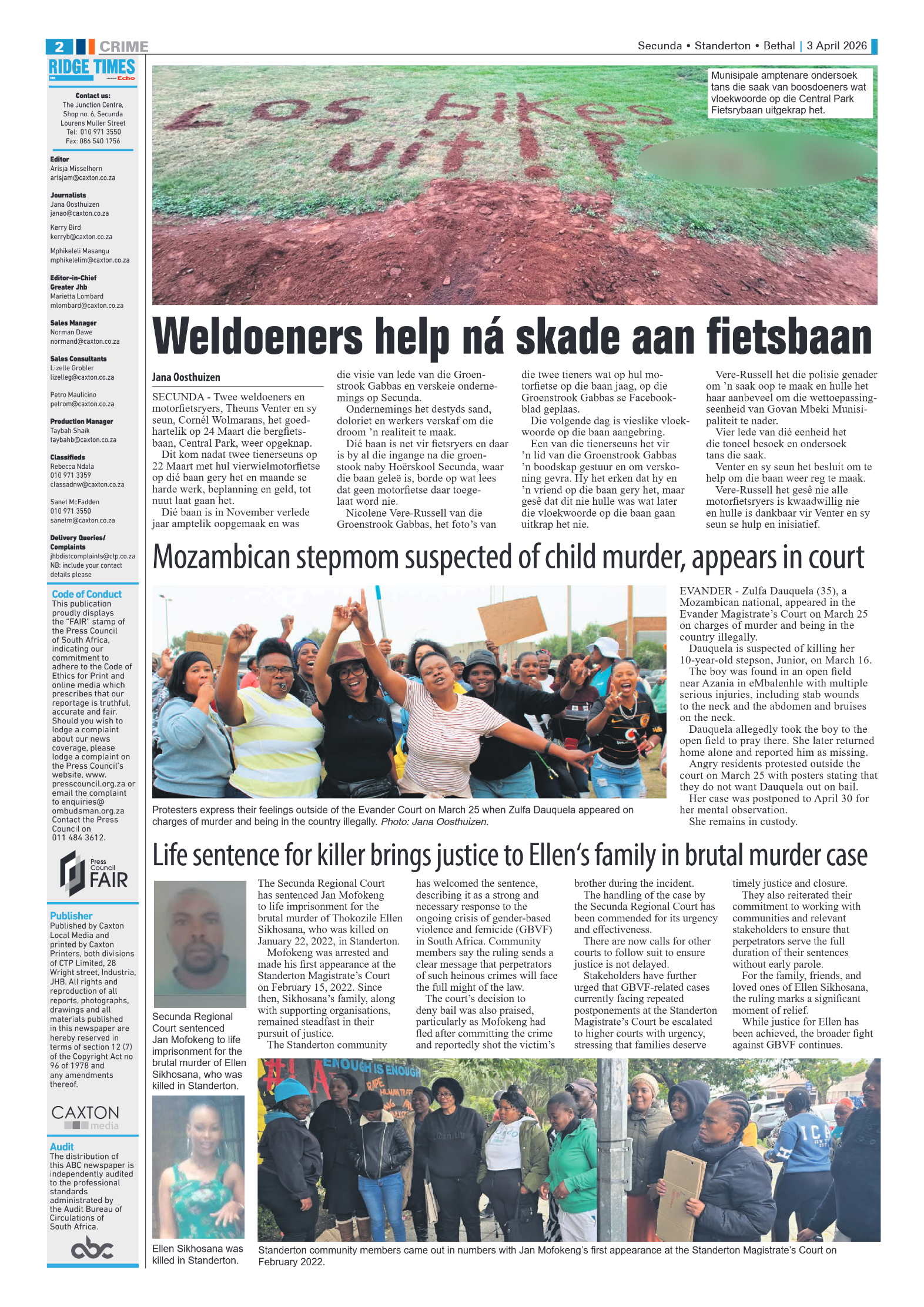 Ridge Times 3 April 2026 page 2