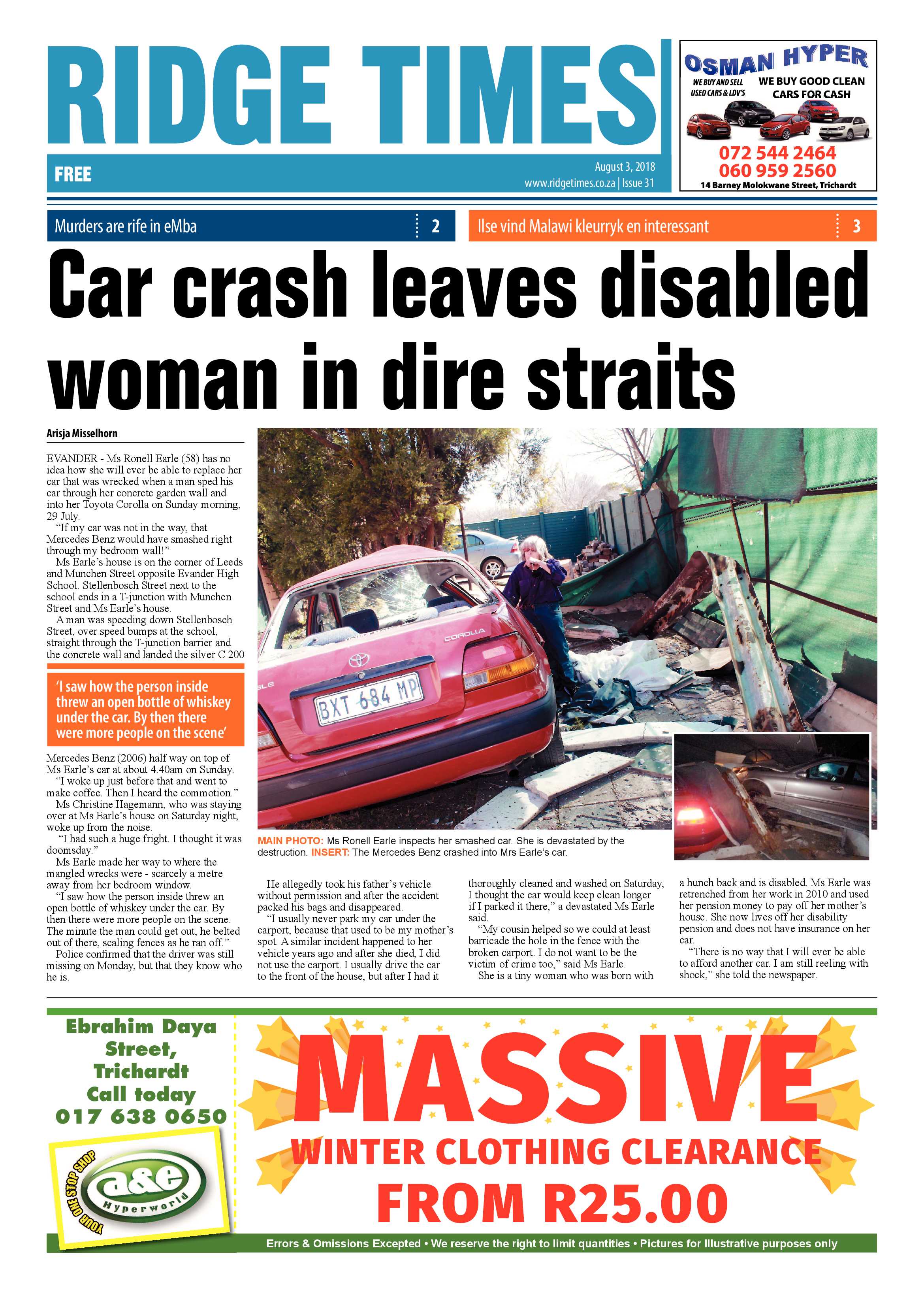 Ridge Times 3 August 2018 page 1