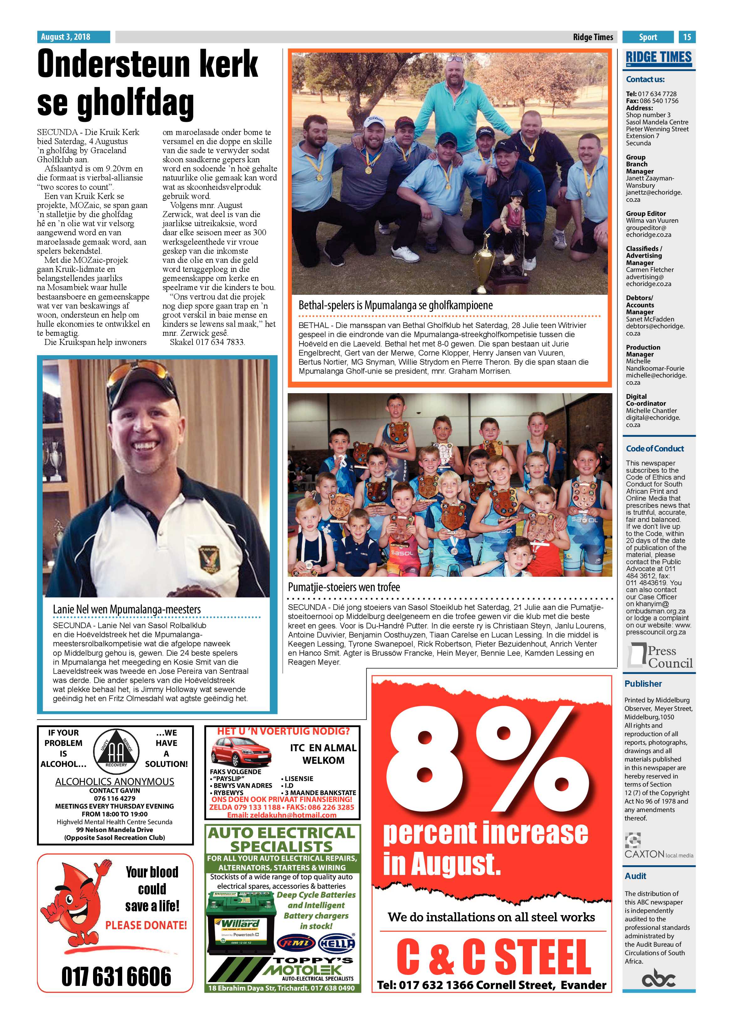Ridge Times 3 August 2018 page 15