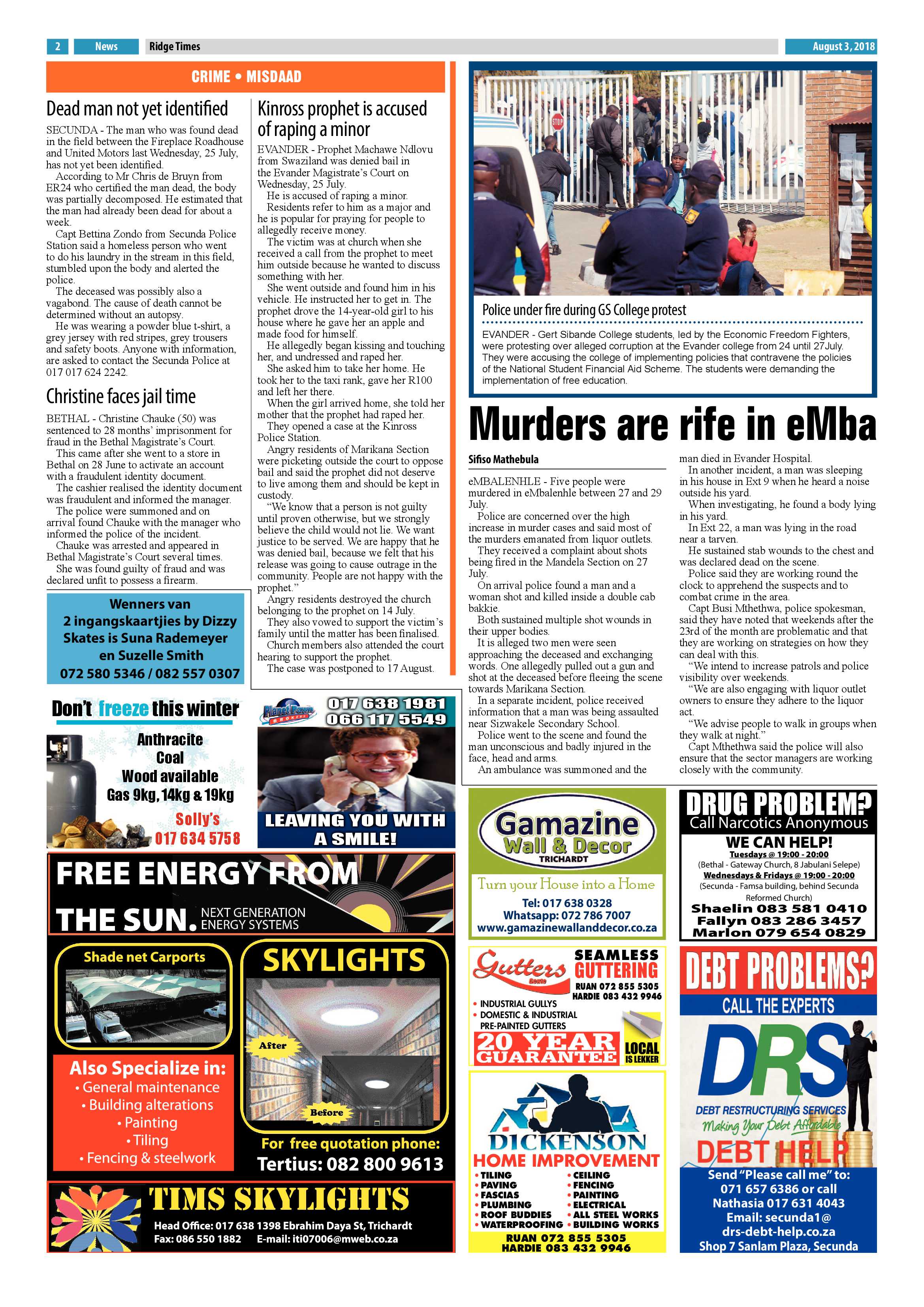 Ridge Times 3 August 2018 page 2