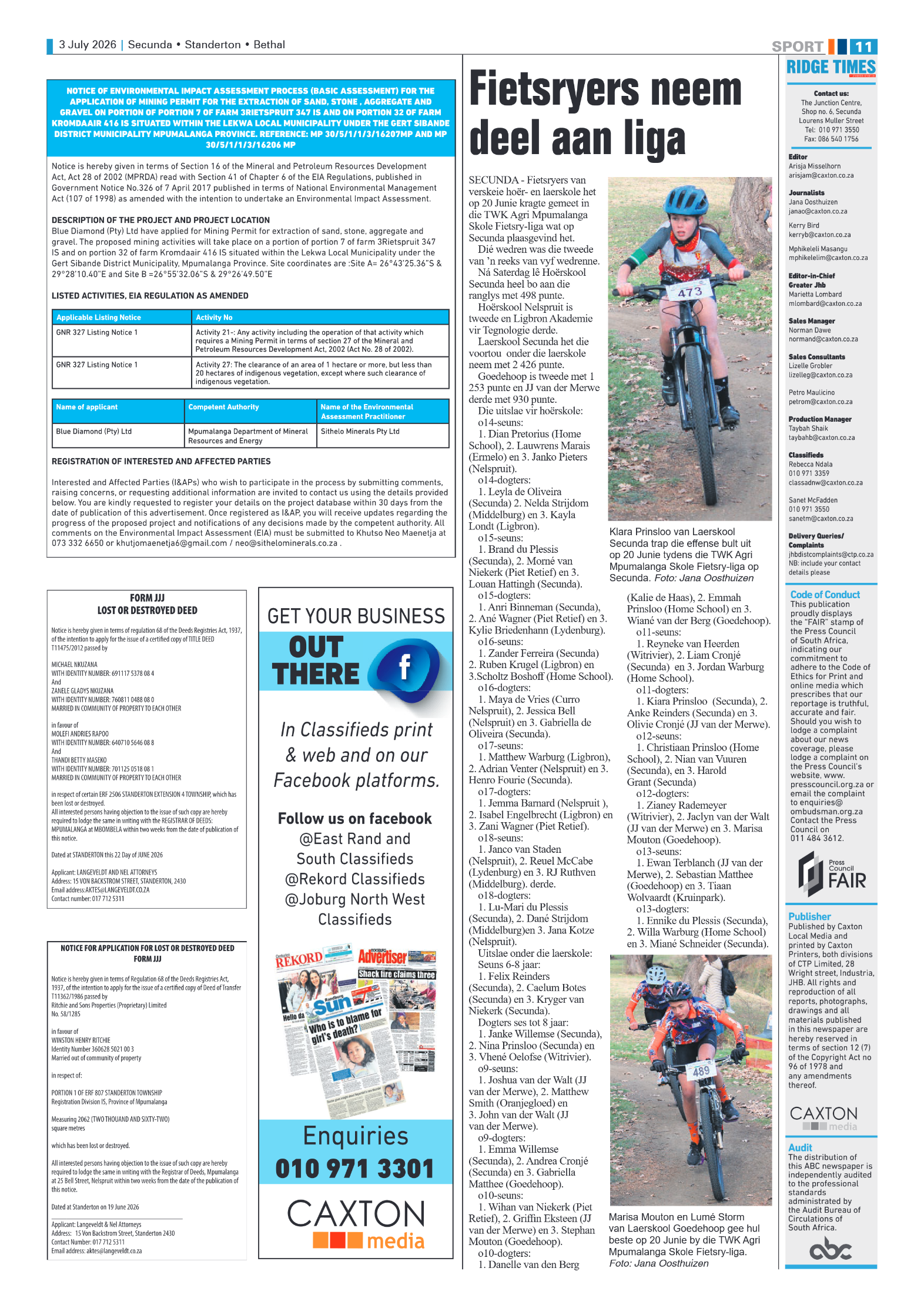 Ridge Times 3 July 2026 page 11