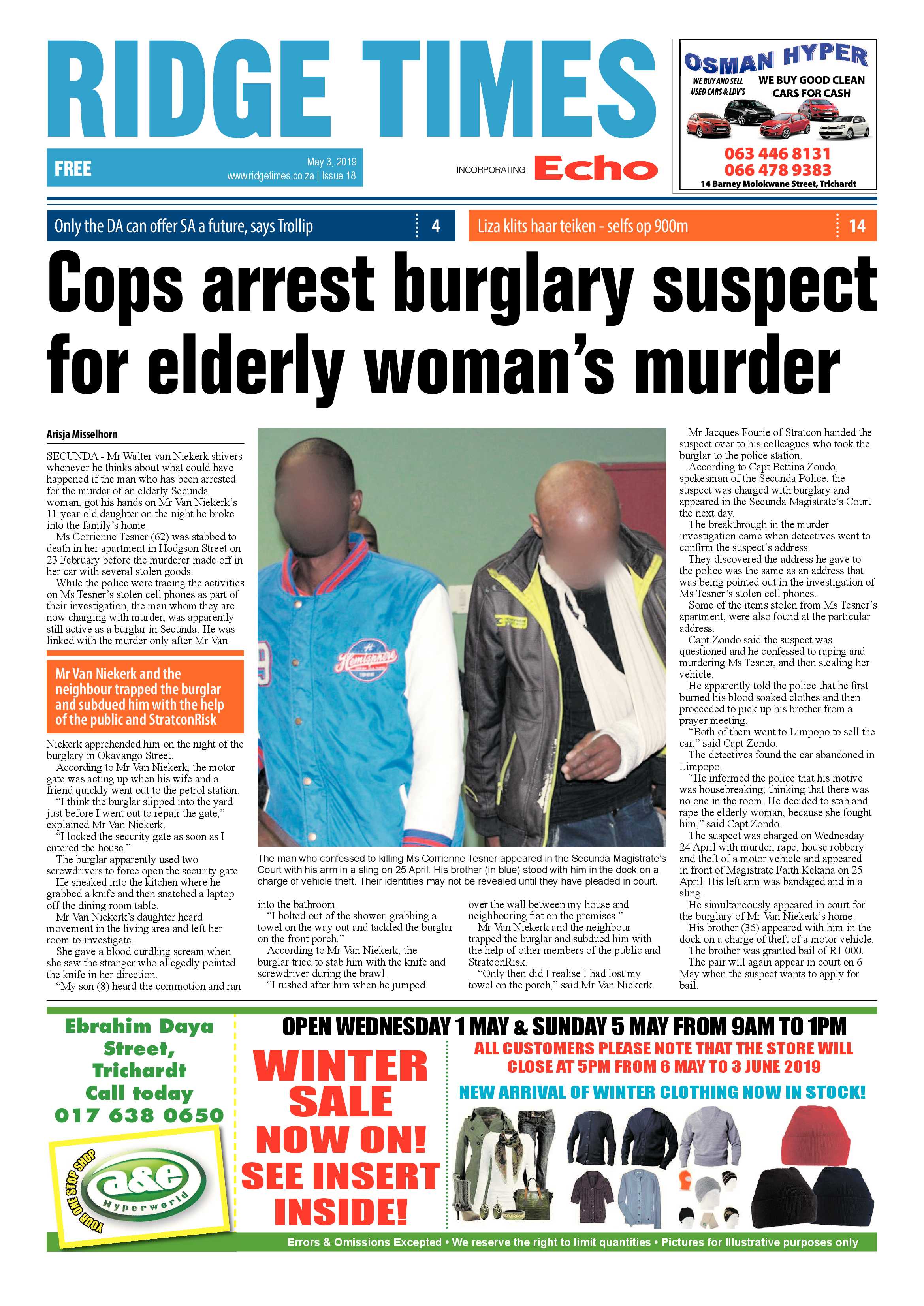 Ridge Times 3 May 2019 page 1