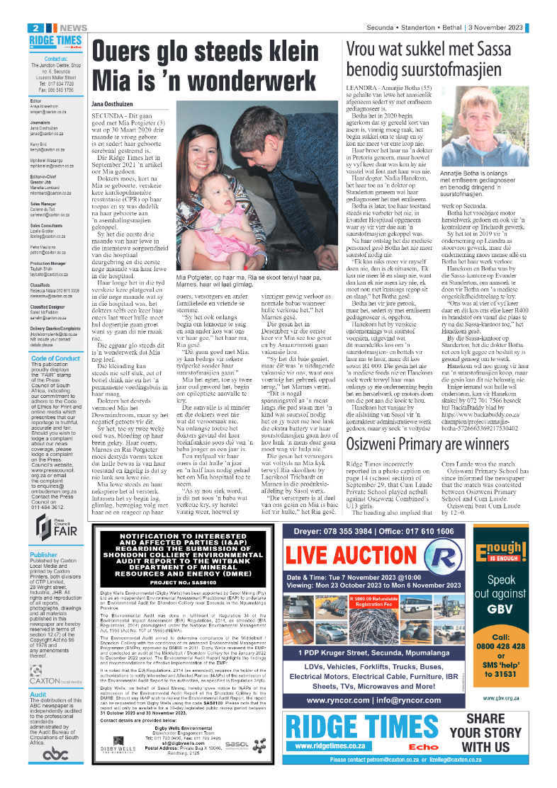 Ridge Times 3 November 2023 page 2