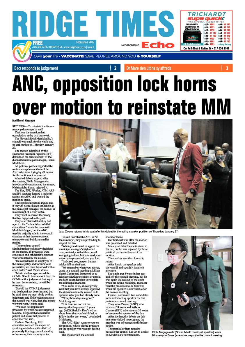 Ridge Times 4 February 2022 page 1