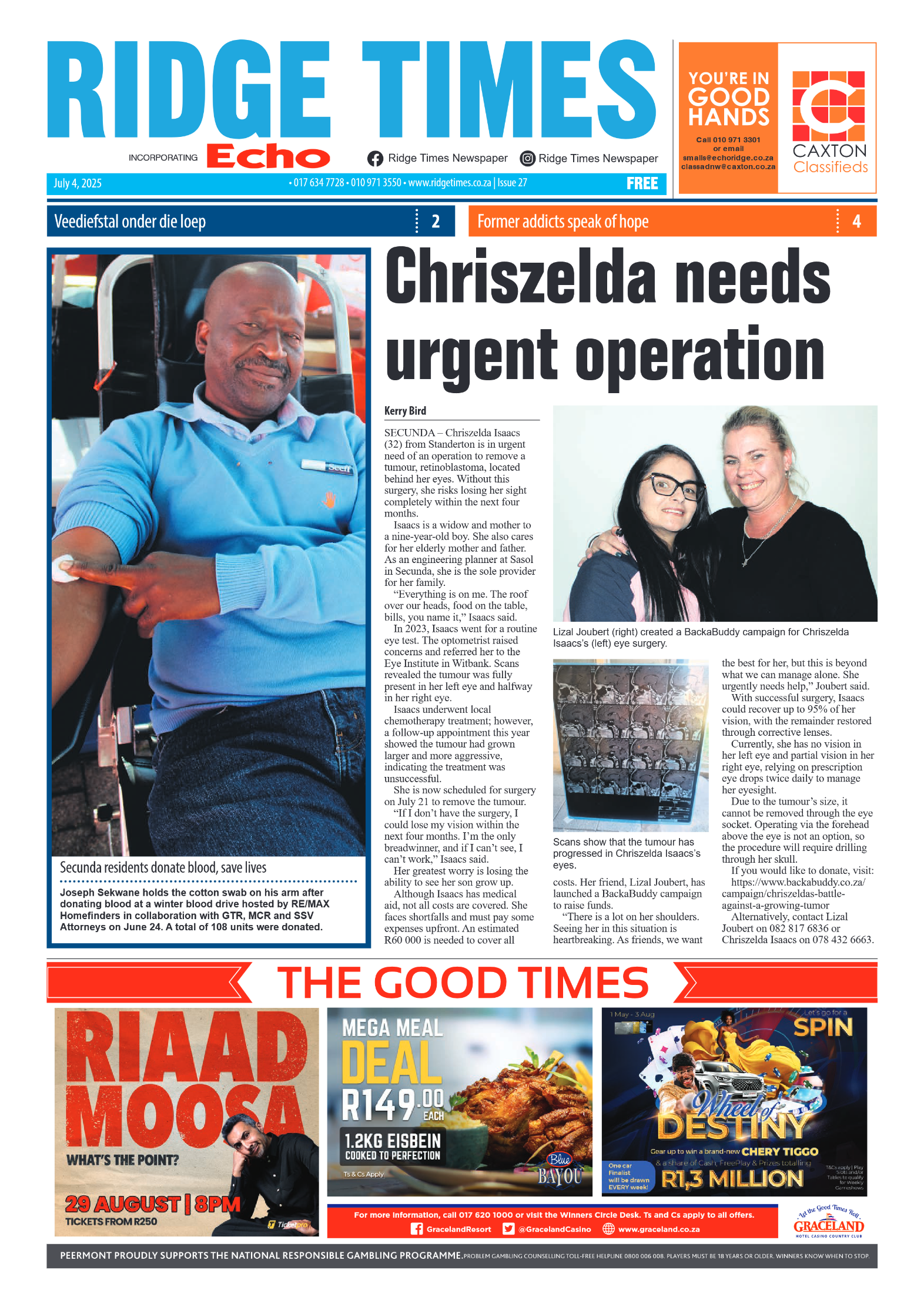 Ridge Times 4 July 2025 page 1