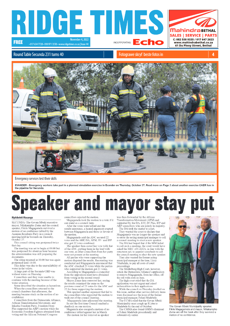 Ridge Times 4 Nov 2022 page 1