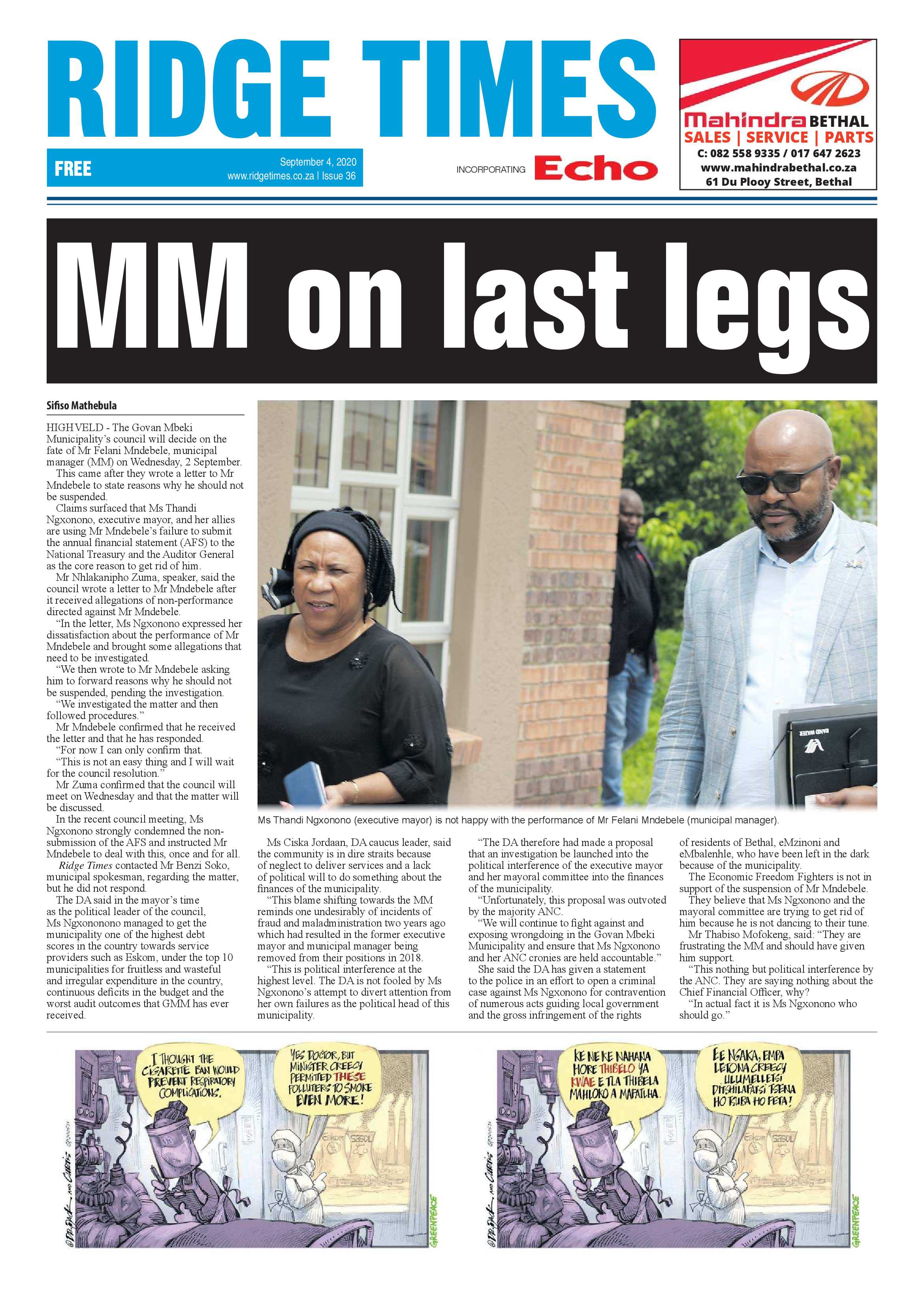 Ridge Times 4 September 2020 page 1