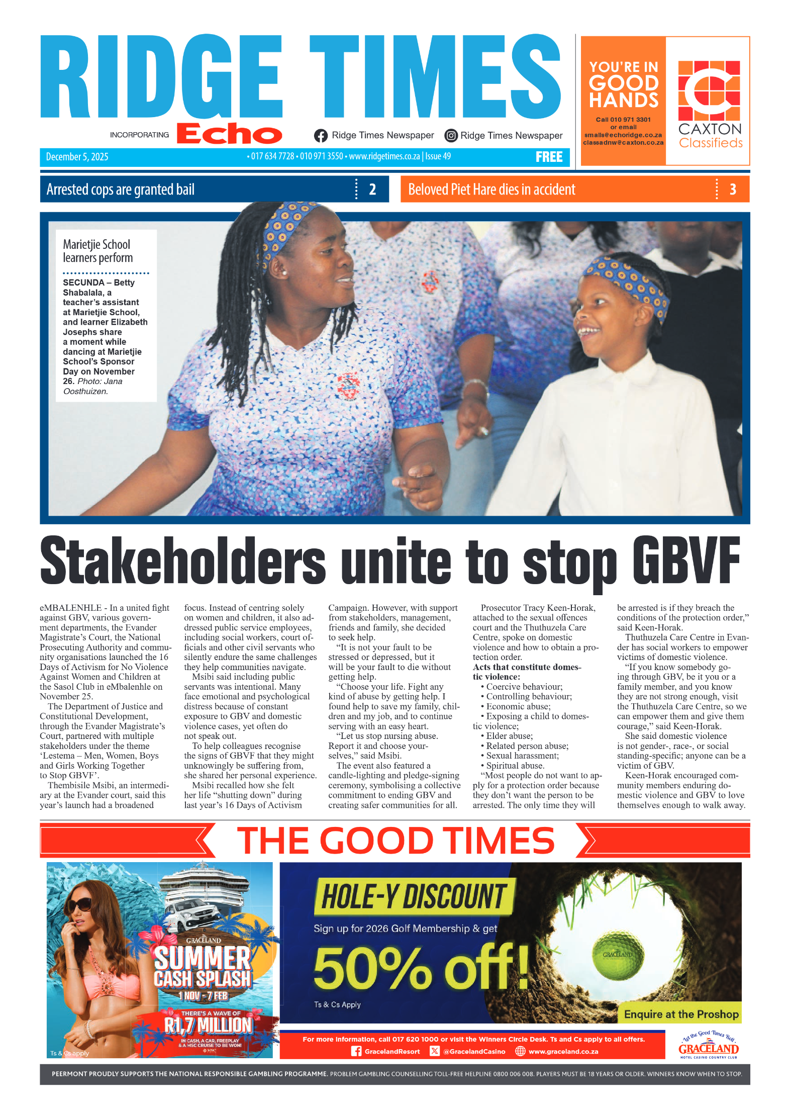 Ridge Times 5 December 2025 page 1