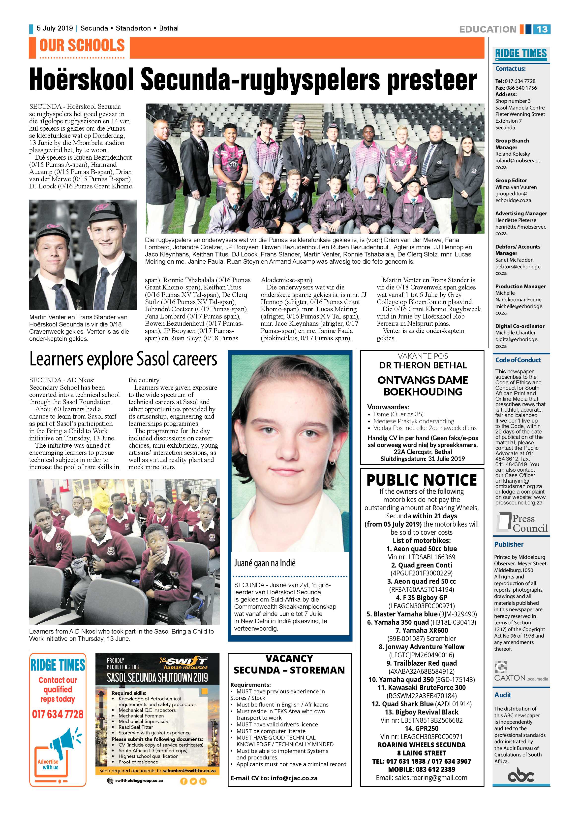 Ridge Times 5 July 2019 page 13