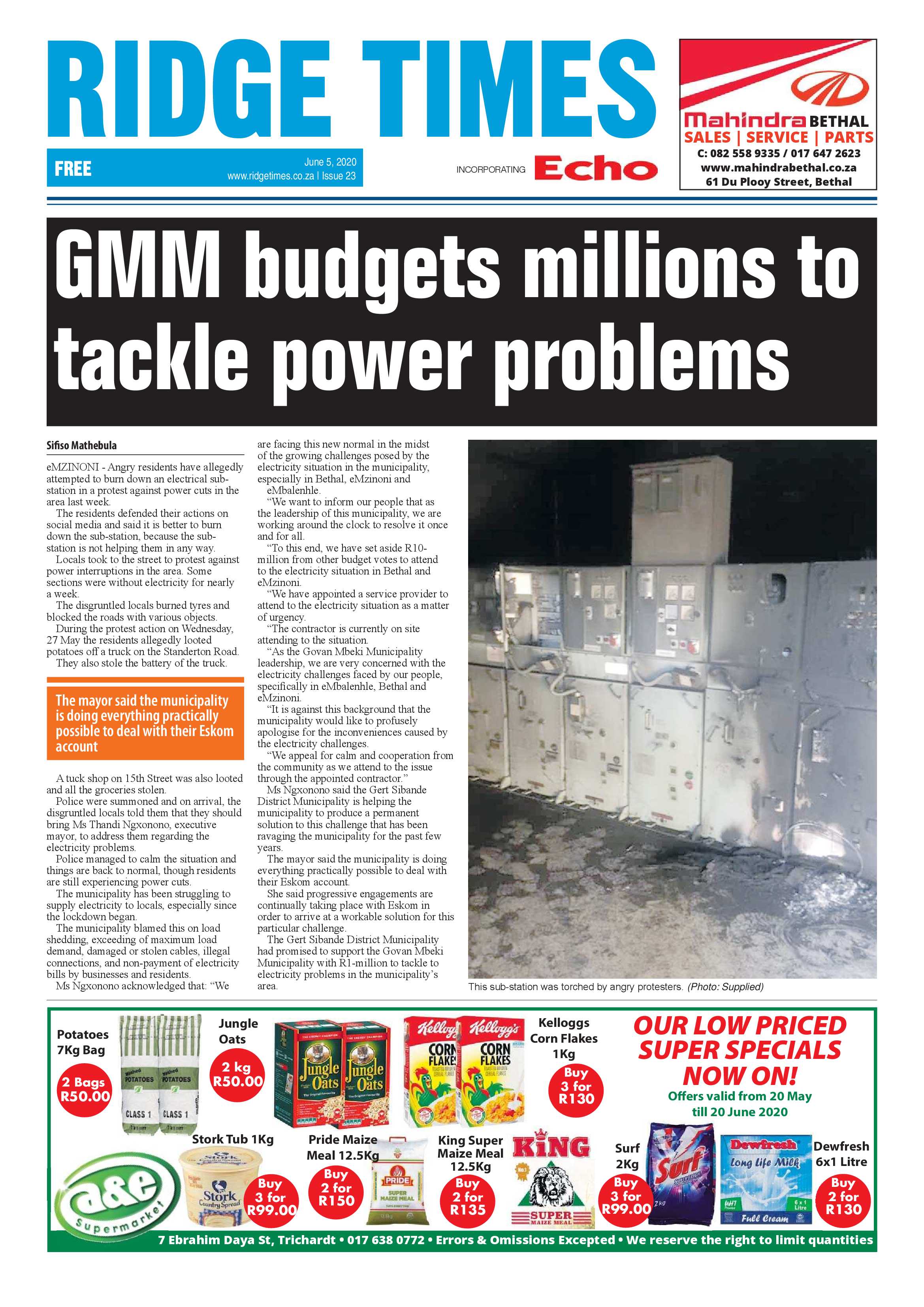 Ridge Times 5 June 2020 page 1